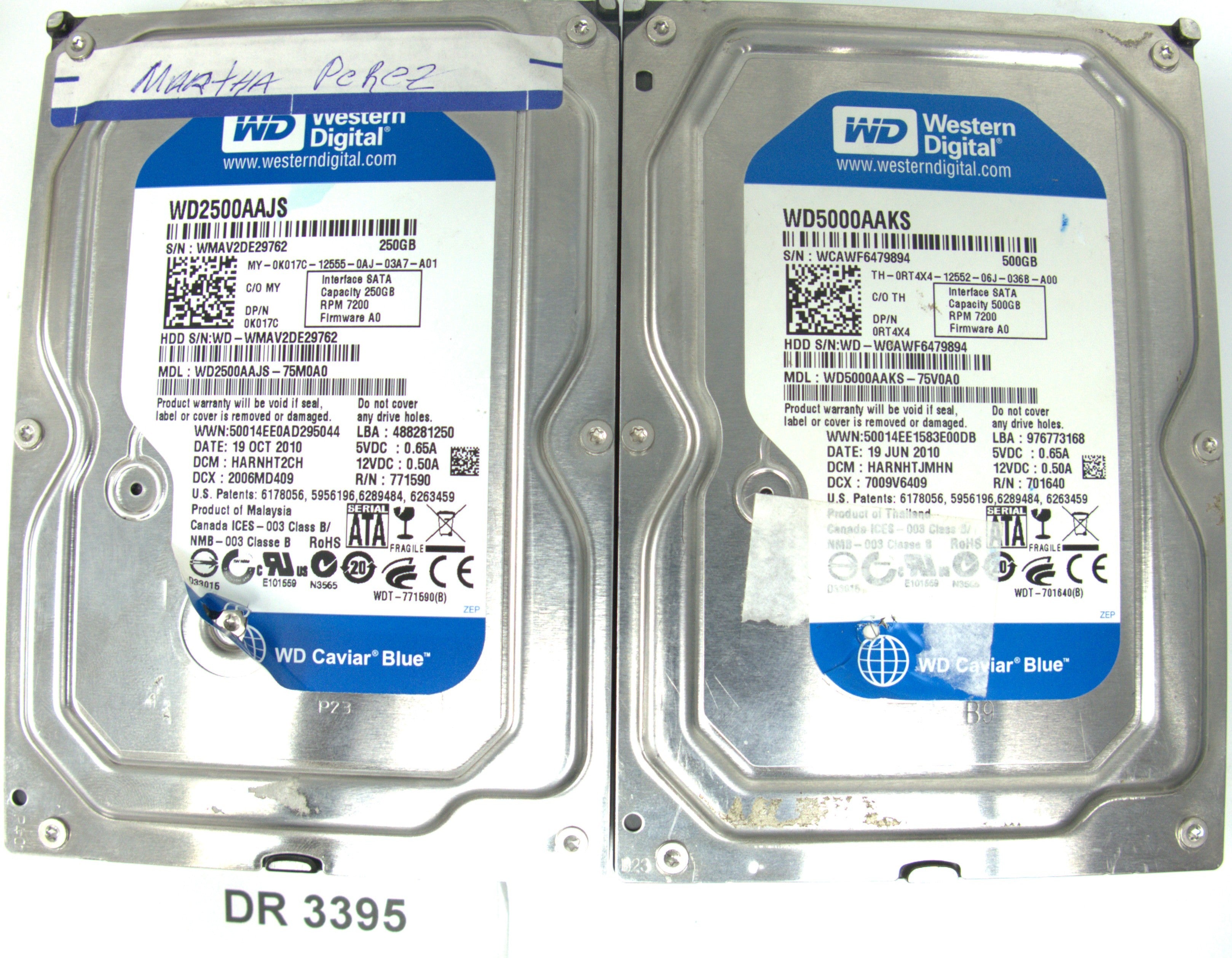 WD2500AAJS-75M0A0, DCM: HARNHT2CH, 250GB 3.5, PCB 2060-771590-001 REV A