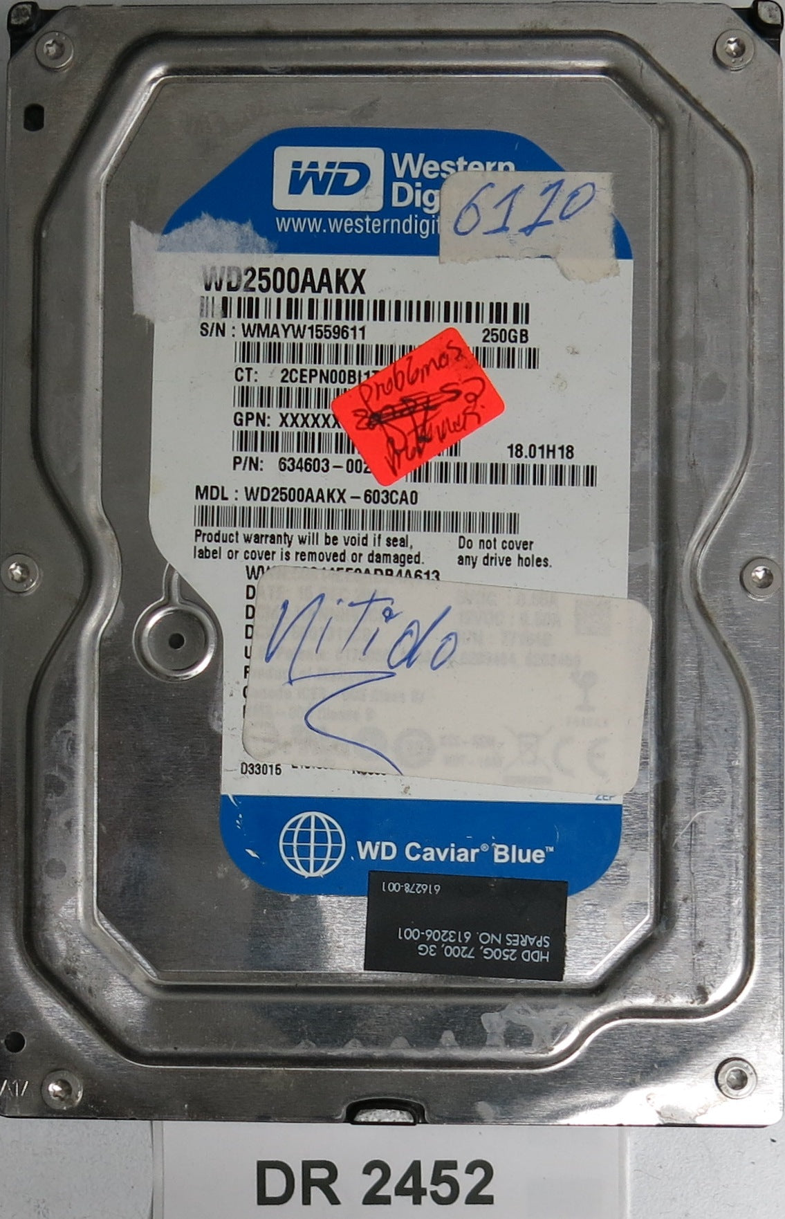 WD2500AAKX-603CA0, 250GB 3.5, PCB 2060-771640-003 REV A