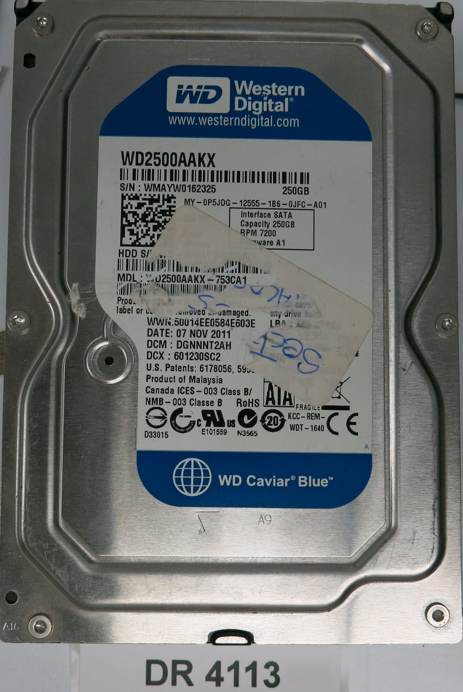 WD2500AAKX-753CA1, DCM: DGNNNT2HA, 250GB 3.5, PCB 2060-771640-003 REV A