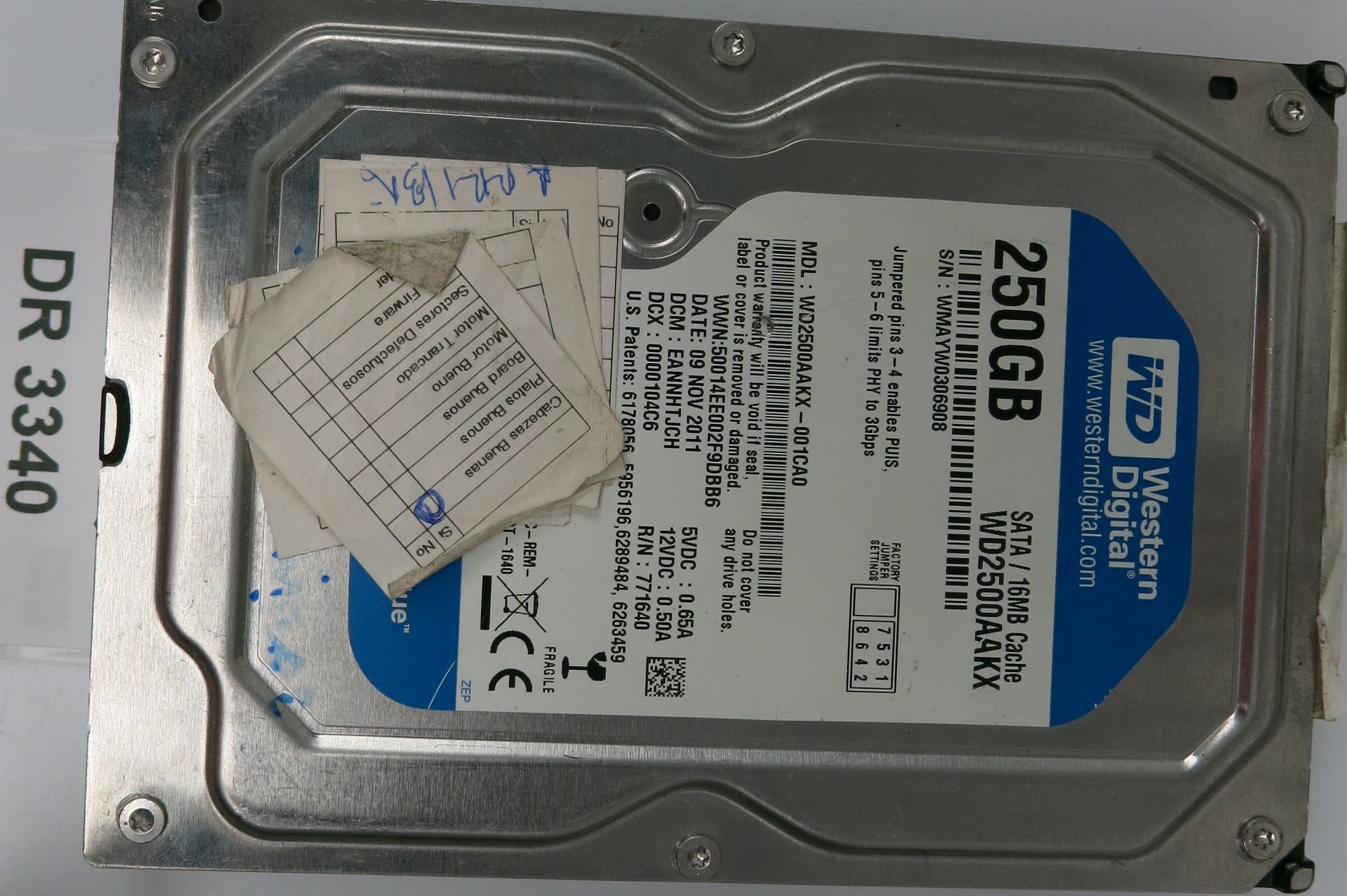 WD2500AAKX, DCM: EANNHTJCH, 250GB 3.5, PCB 2060-771640-003 REV A