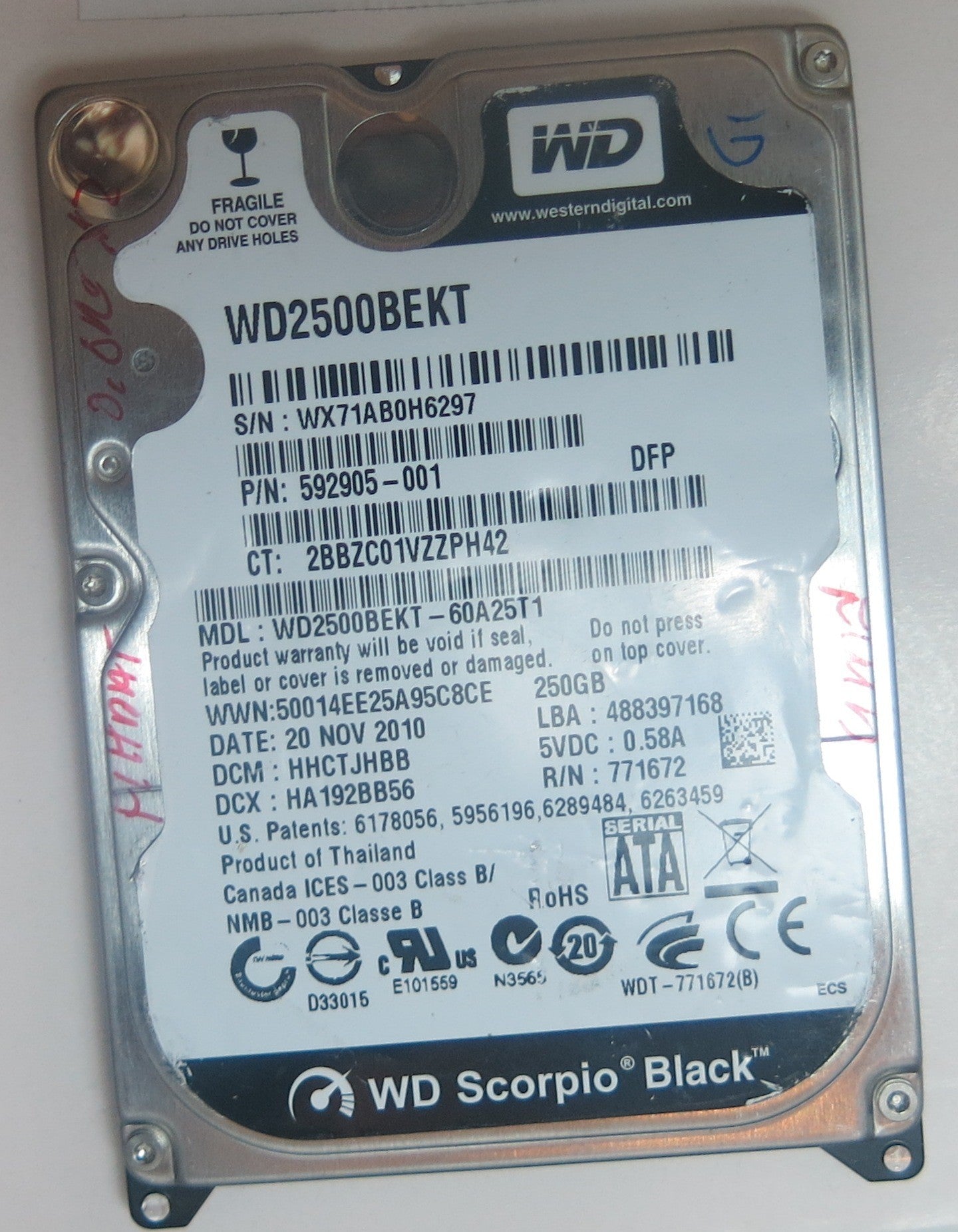WD2500BEKT-60A25T1 DCM HHCTJHBB 2060-771672-004 REV A PCB