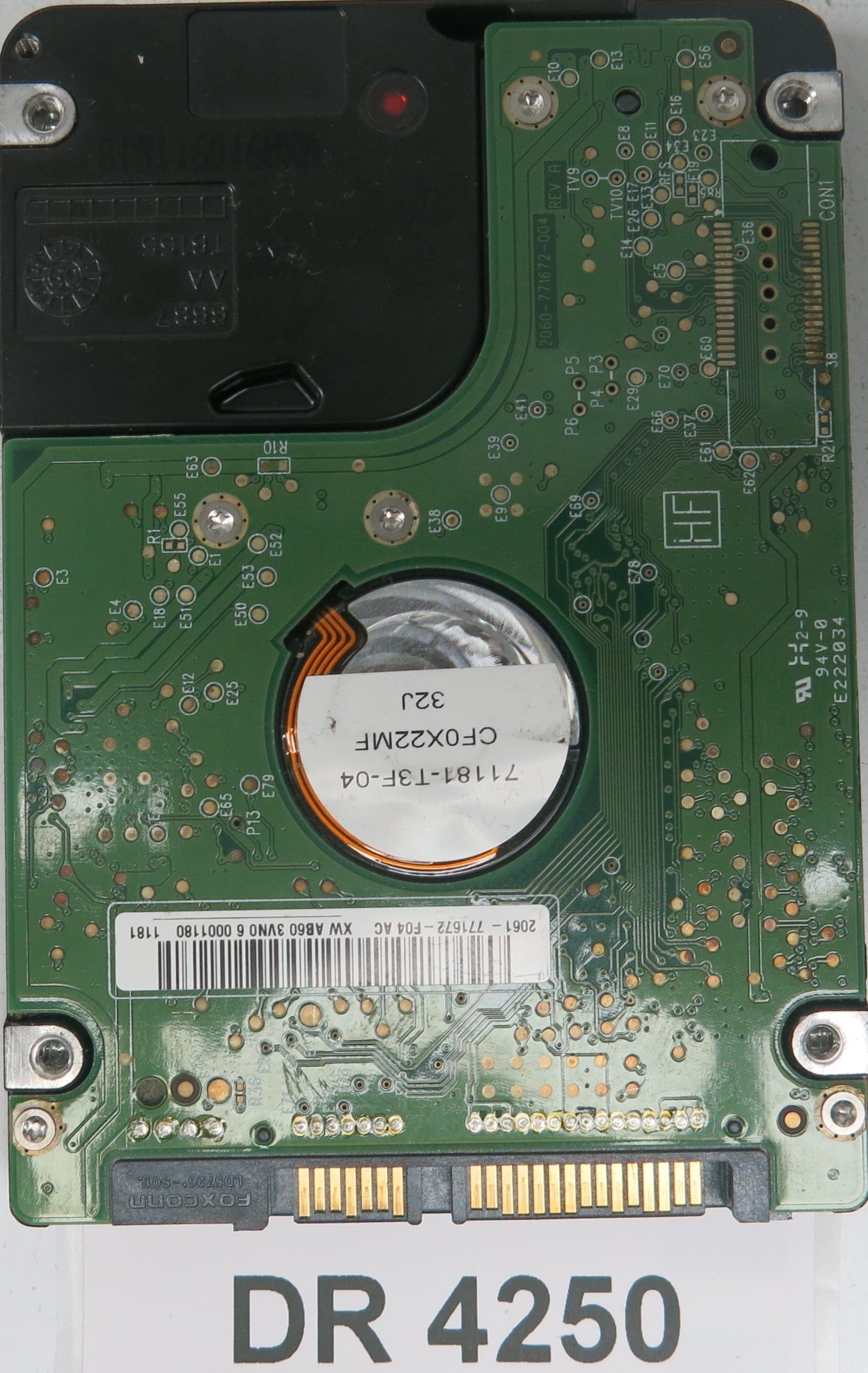 WD2500BEVT-22A23T0,  DCM: HHCTJHB,  Serial: WX91AA0D,  250GB 3.5,  PCB 2060-771672-004 REV A