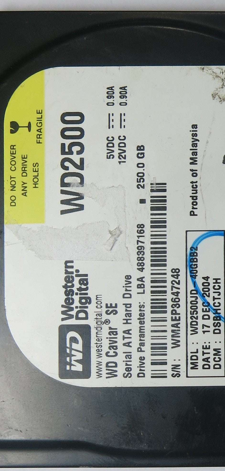 WD2500JD-40GBB2 DCM DCBHCTJCH 2060-001215-003 REV A PCB