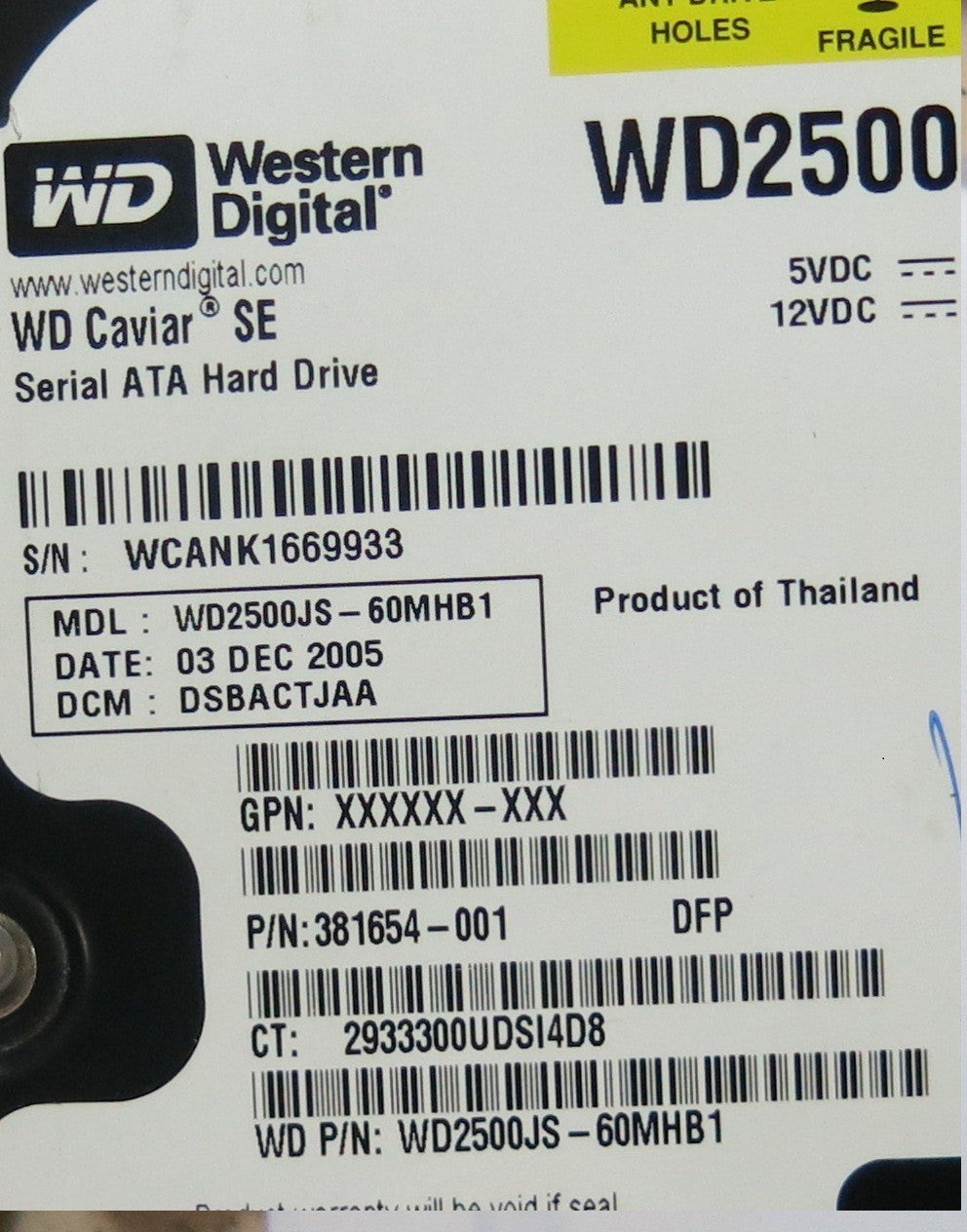 WD2500JS-60MHB1 2060-701335-005 REV A PCB