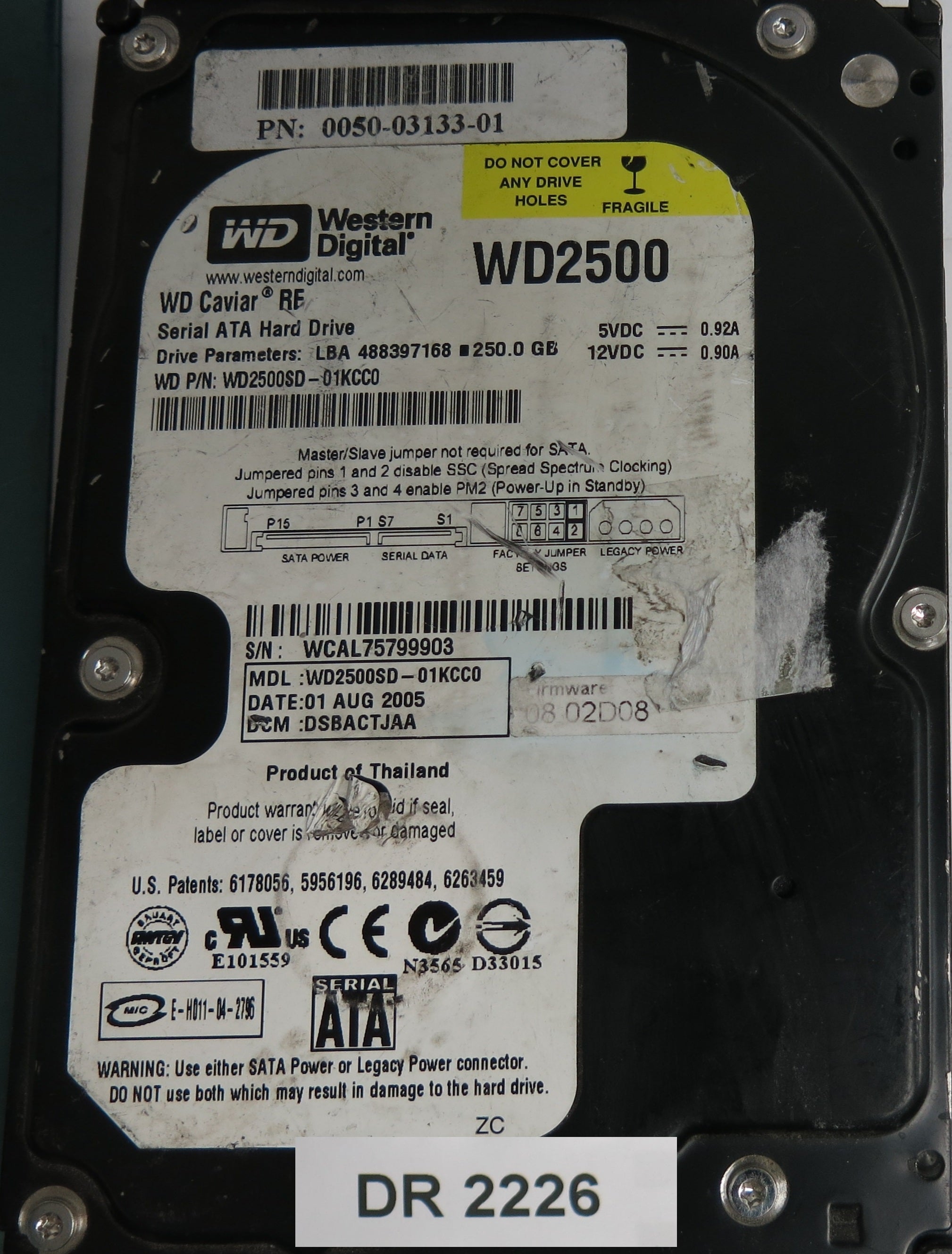 WD2500SD-01KCC0 DCM DSBACTJAA 250GB 3.5 PCB 2060-701267-001 REV A