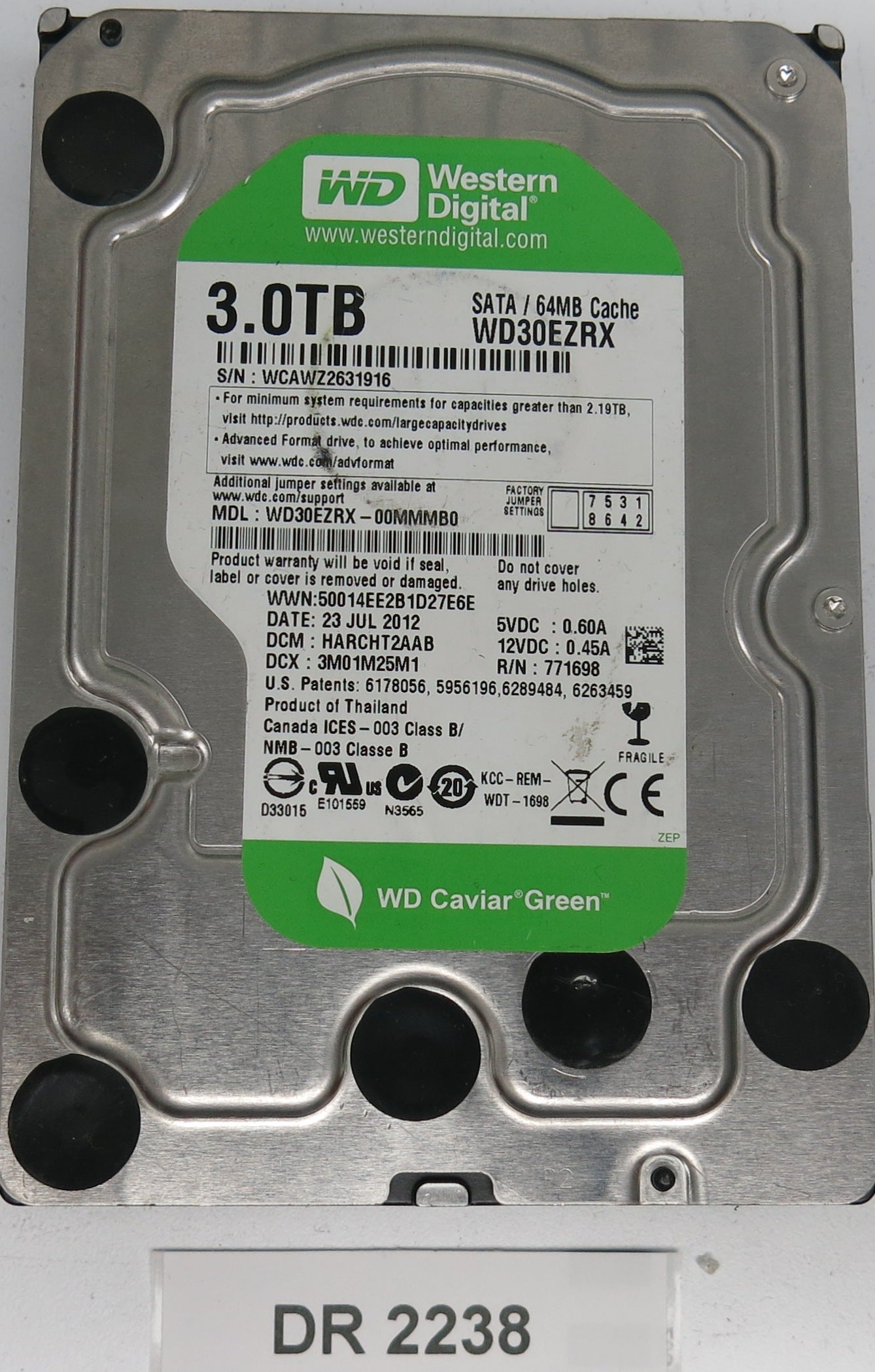 WD30EZRX-00MMMB0, DCM HARCHT2AAB, 3TB 3.5, PCB 2060-771698-004 REV A