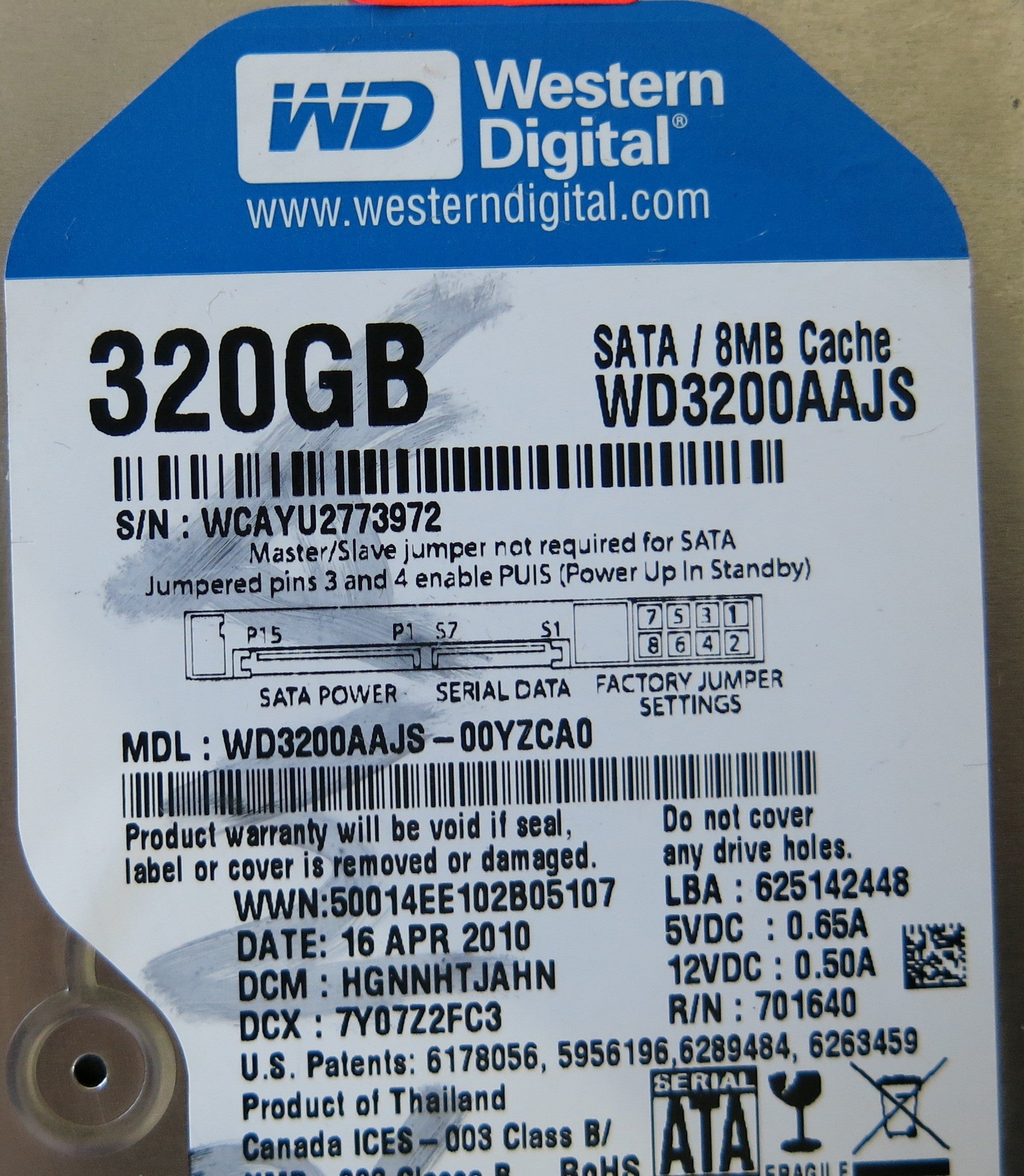 WD3200AAJS-00YZCA0 2060-701640-002 REV A PCB