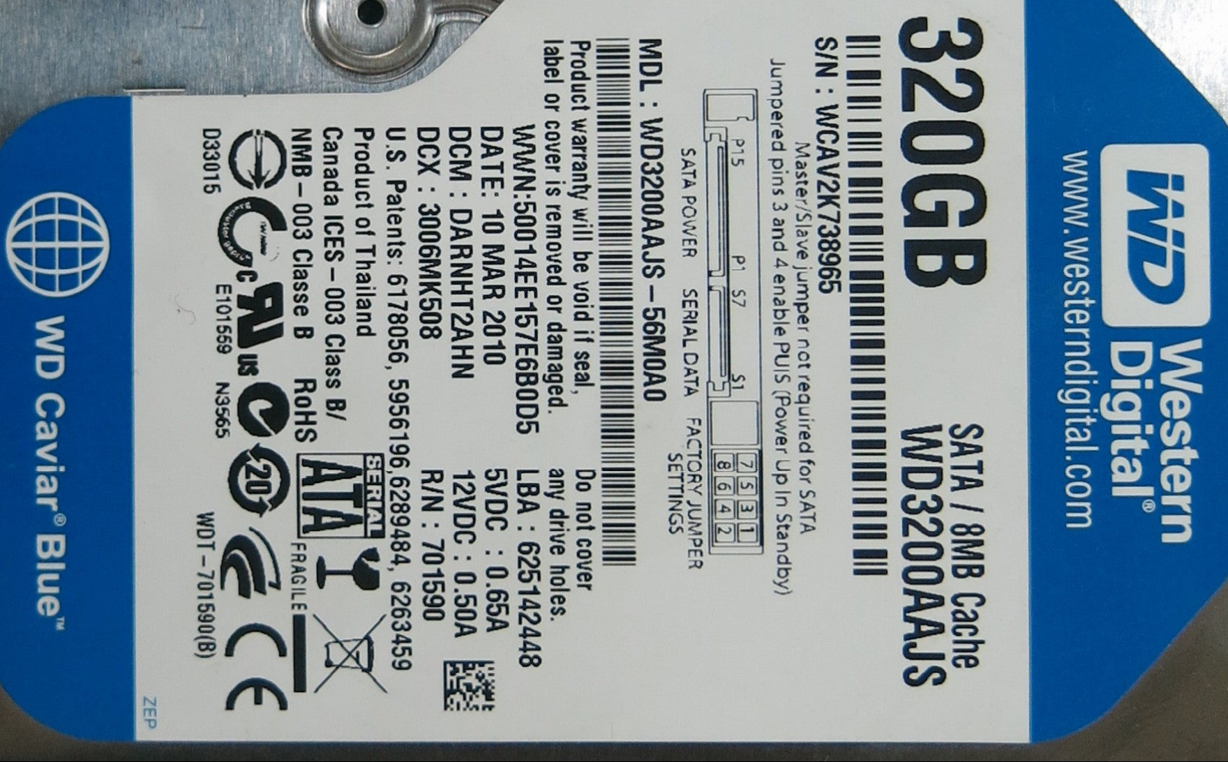 WD3200AAJS-56M0A0 2060-701590-001 REV A  PCB