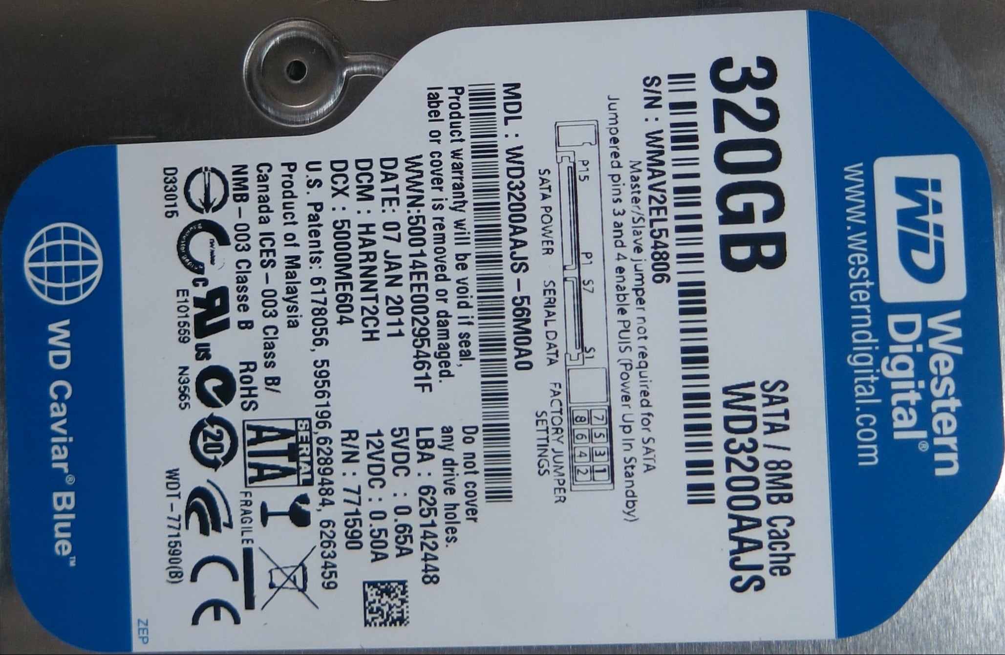 WD3200AAJS-56M0A0,  HARNNT2CH, 2060-771590-001 REV A PCB