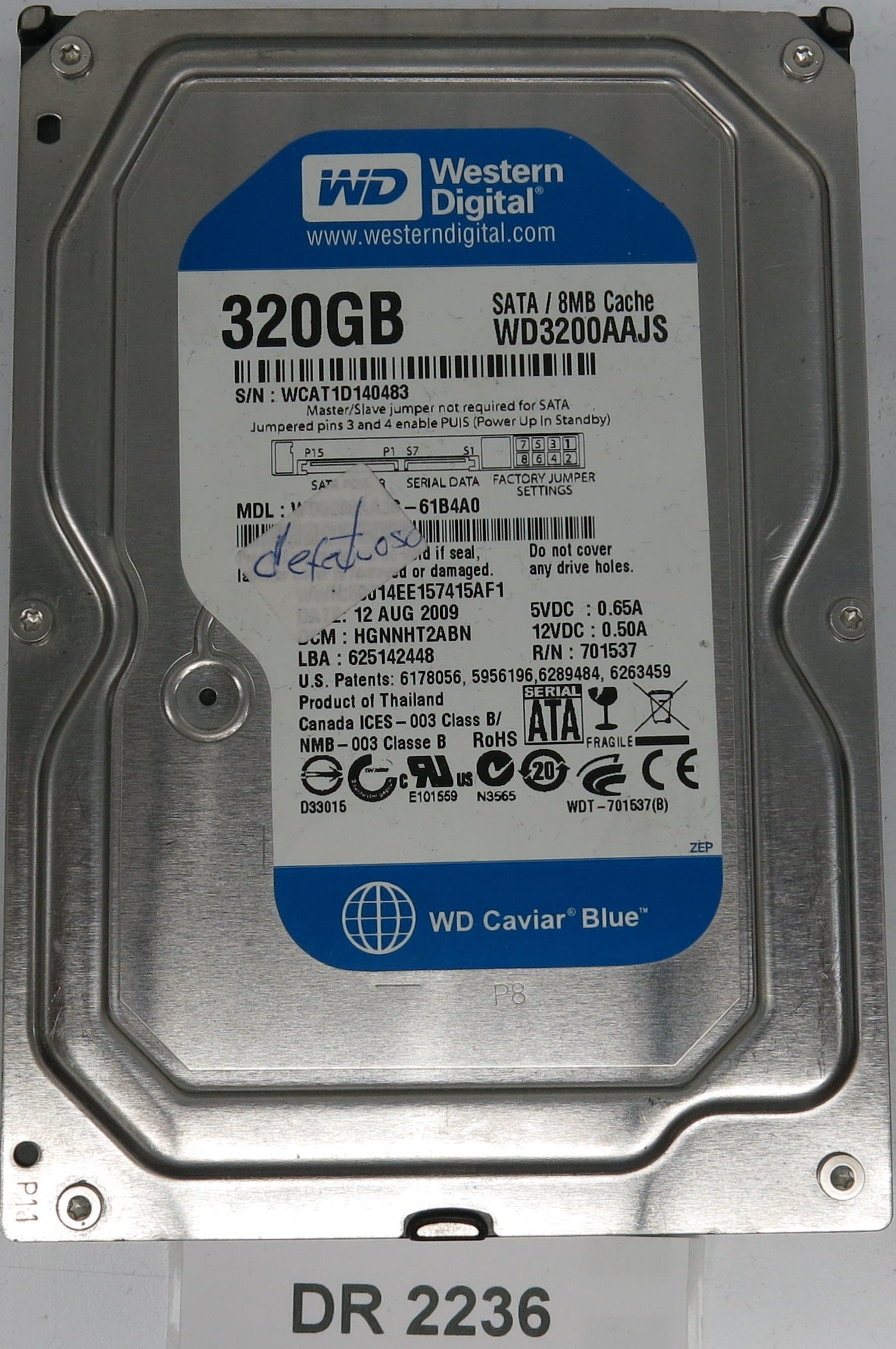 WD3200AAJS-61B4A0, DCM HGNNHT2ABN, 320GB 3.5, PCB 2060-701597-003 REV A