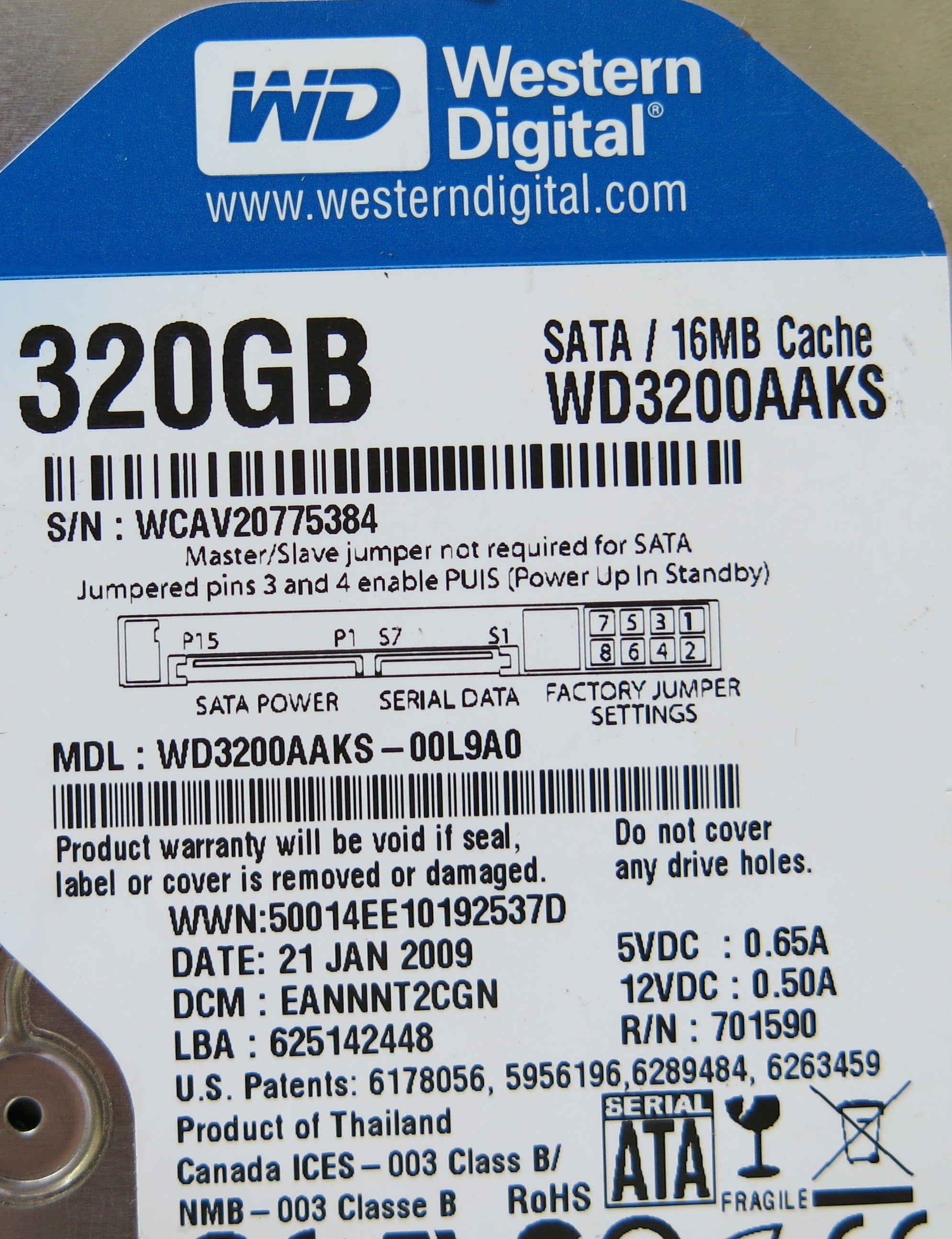 WD3200AAKS-00L9A0 2060-701590-000 REV A PCB