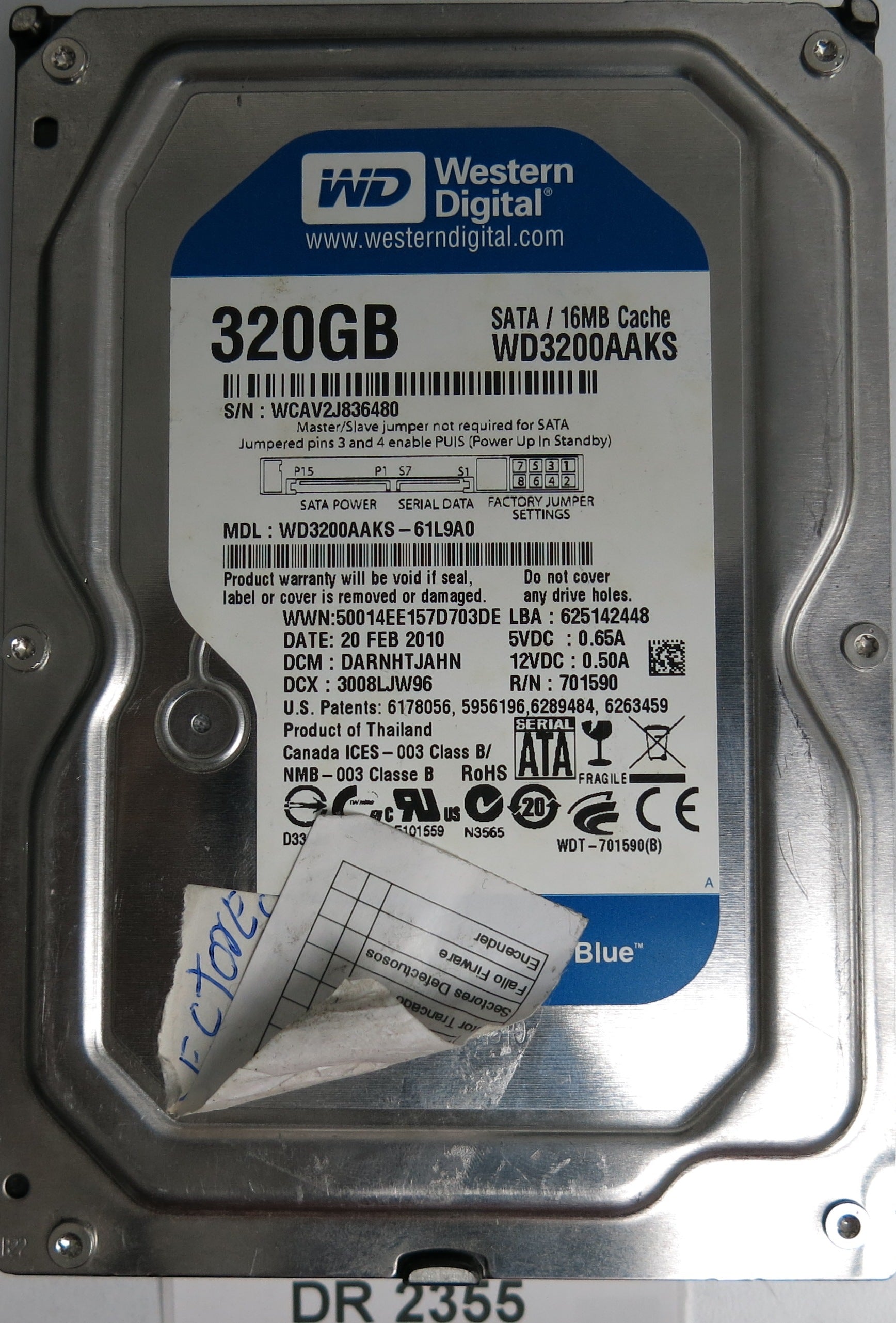 WD3200AAKS-61L9A0, DCM DARNHTJAHN, 320GB 3.5,