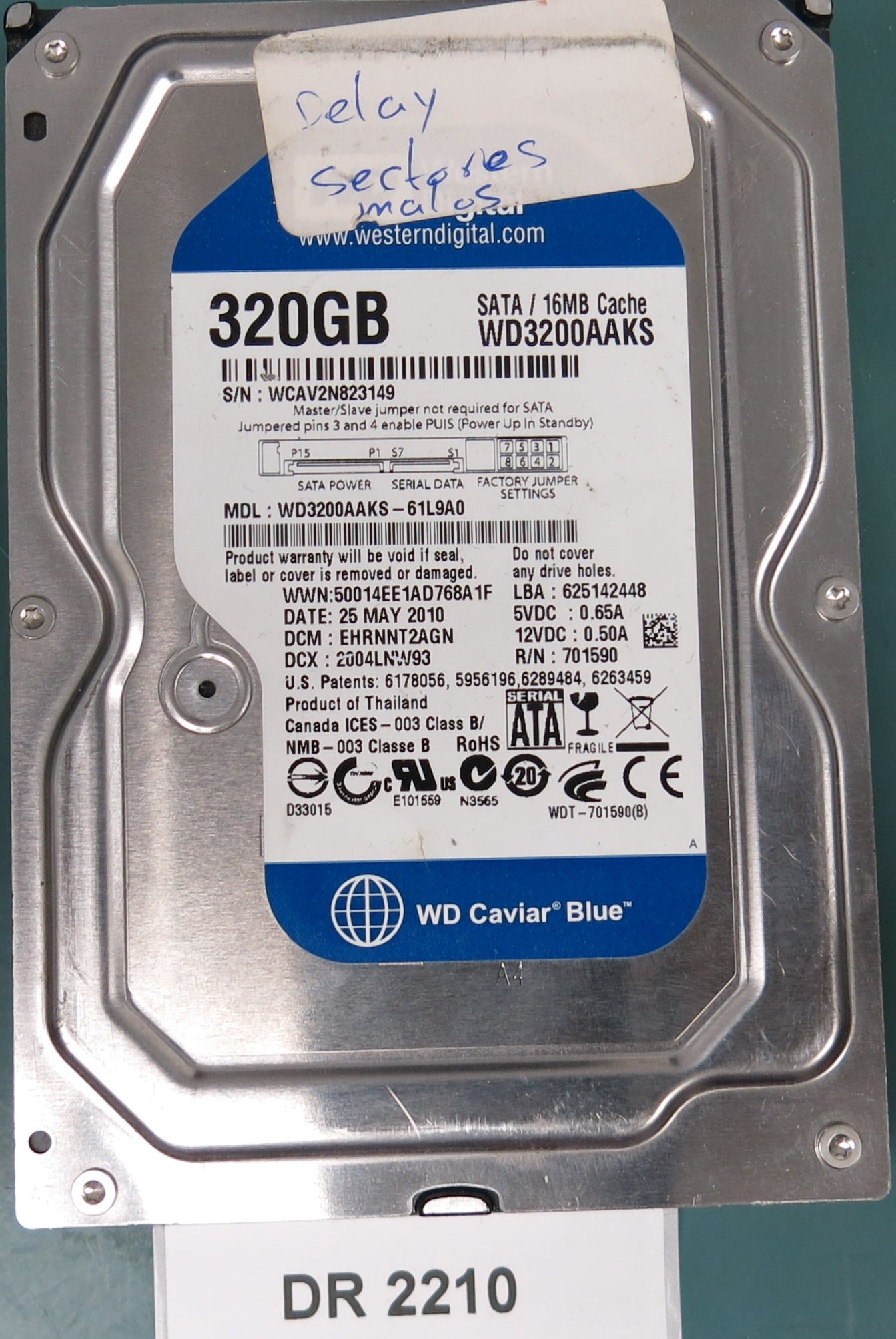 WD3200AAKS-61L9A0 DCM EHRNNT2AGN 320GB 3.5 PCB 2060-701590-001 REV B