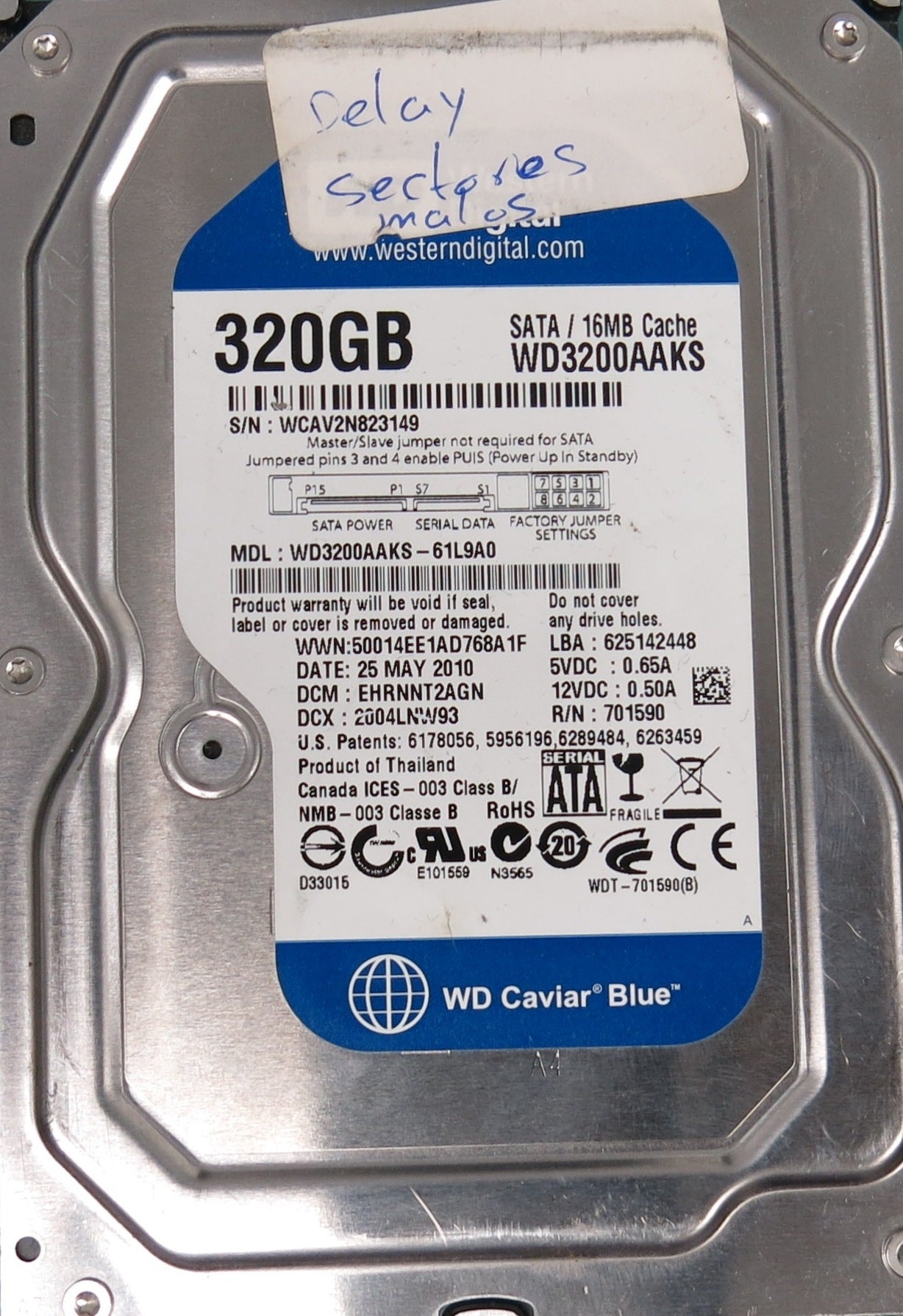 WD3200AAKS-61L9A0, DCM EHRNNT2AGN, 350GB 3.5