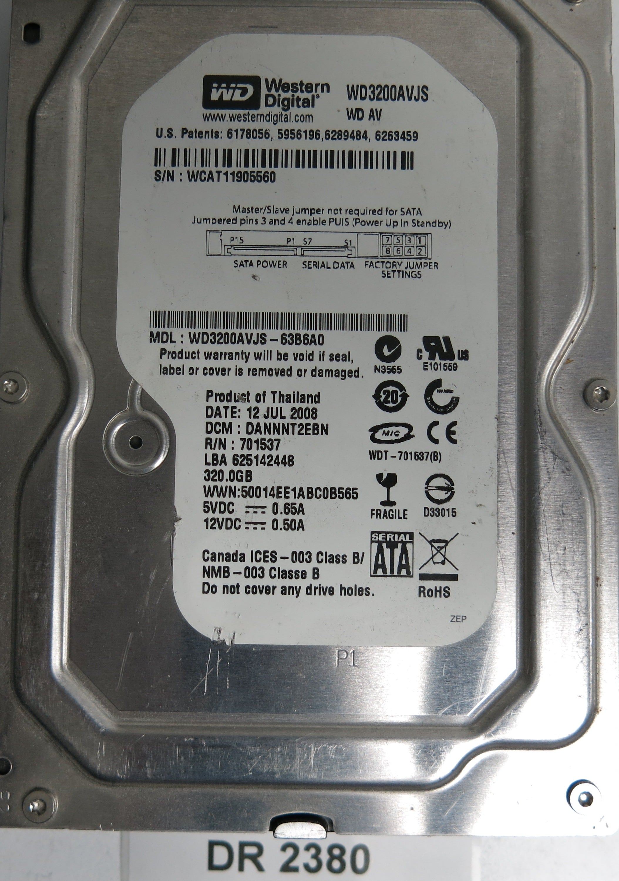 WD3200AVJS-63B6A0, DCM DANNNT2EBN, 320GB 3.5