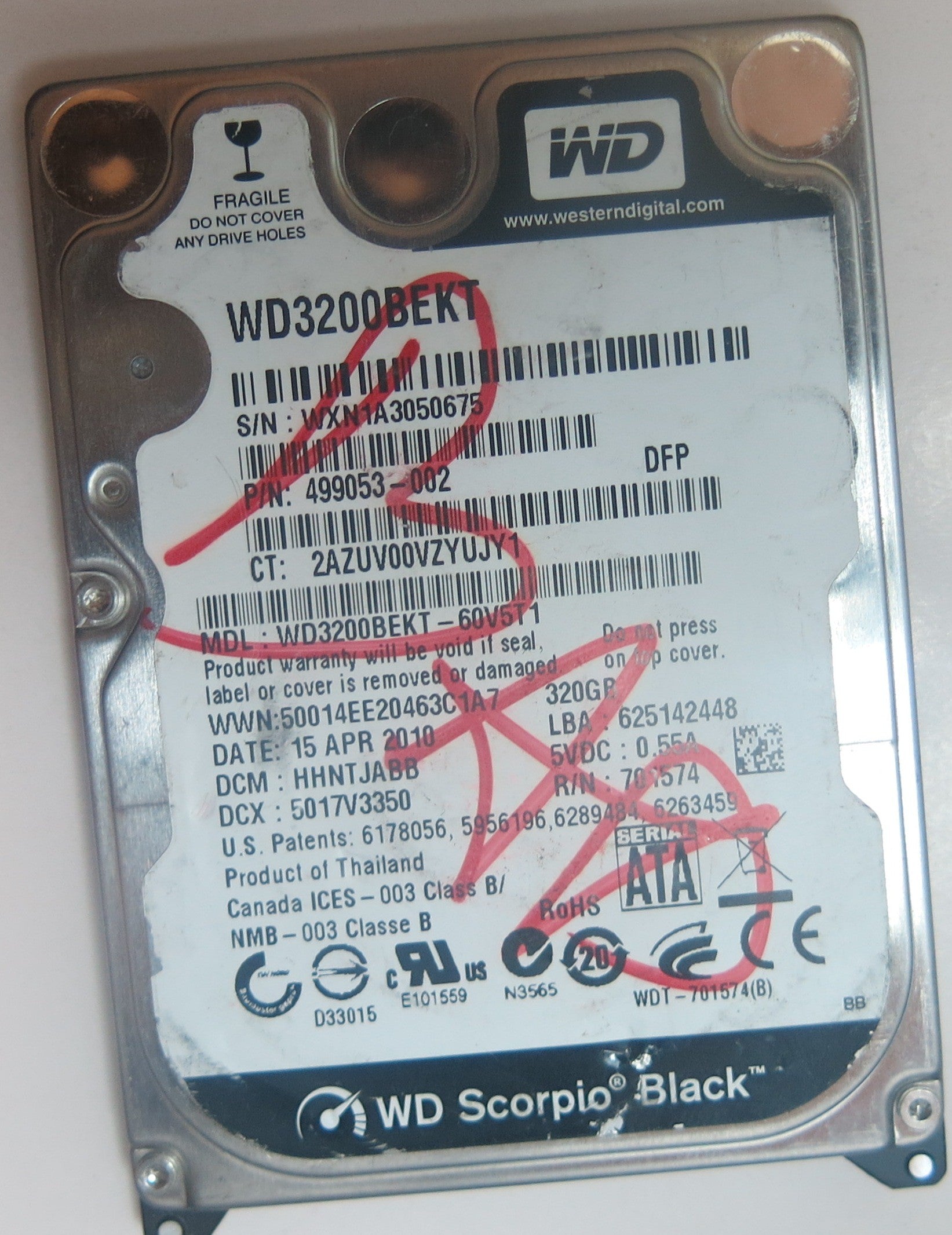 WD3200BEKT-60V5T1 DCM HHNTJABB 2060-771574-001 REV P1 PCB