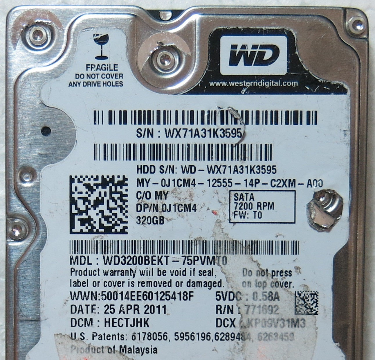 WD3200BEKT-75PVMT0 DCM HECTJHK 2060-771692-005 REV A PCB
