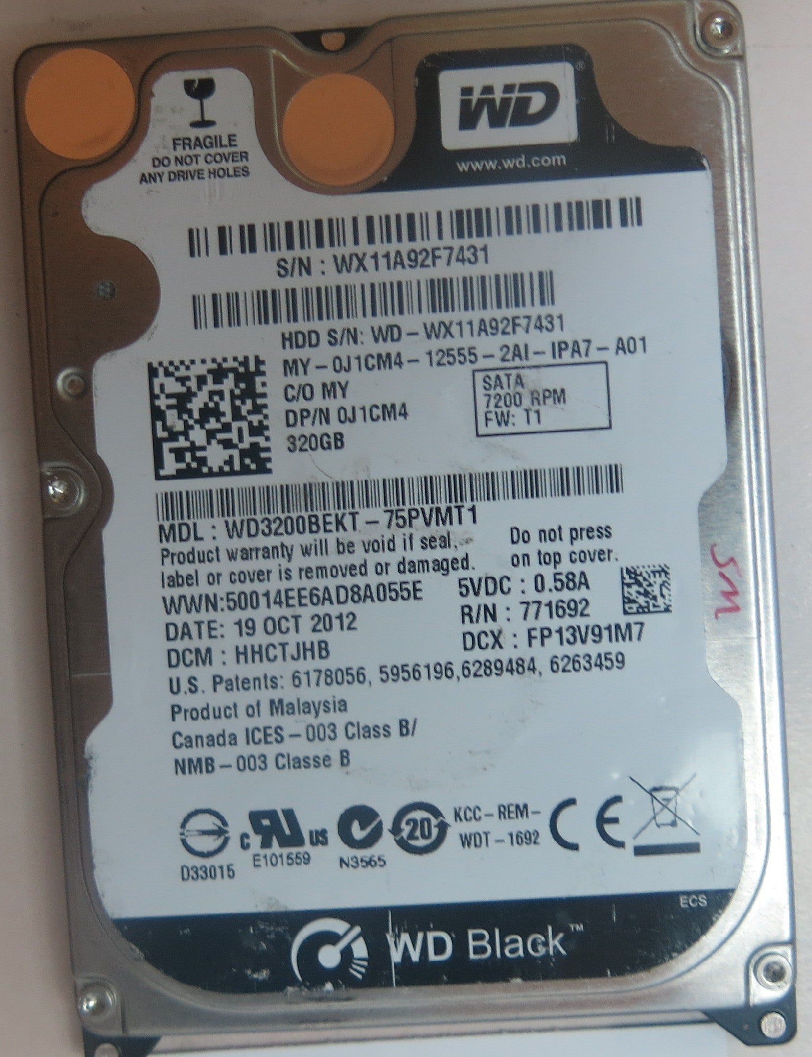 WD3200BEKT-75PVMT1 DCM HHCTJHB 2060-771692-006 REV A PCB
