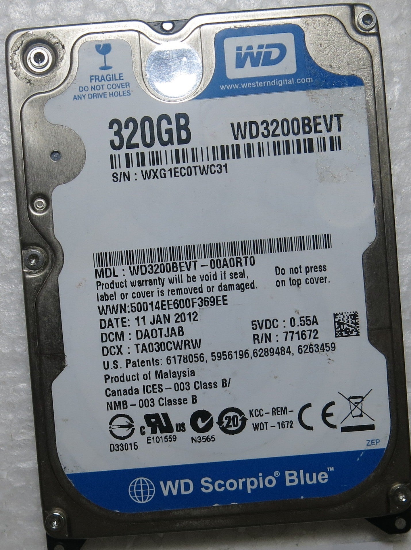 WD3200BEVT-00A0RT0 DCM DA0TJA 2060-771672-004 REV A PCB