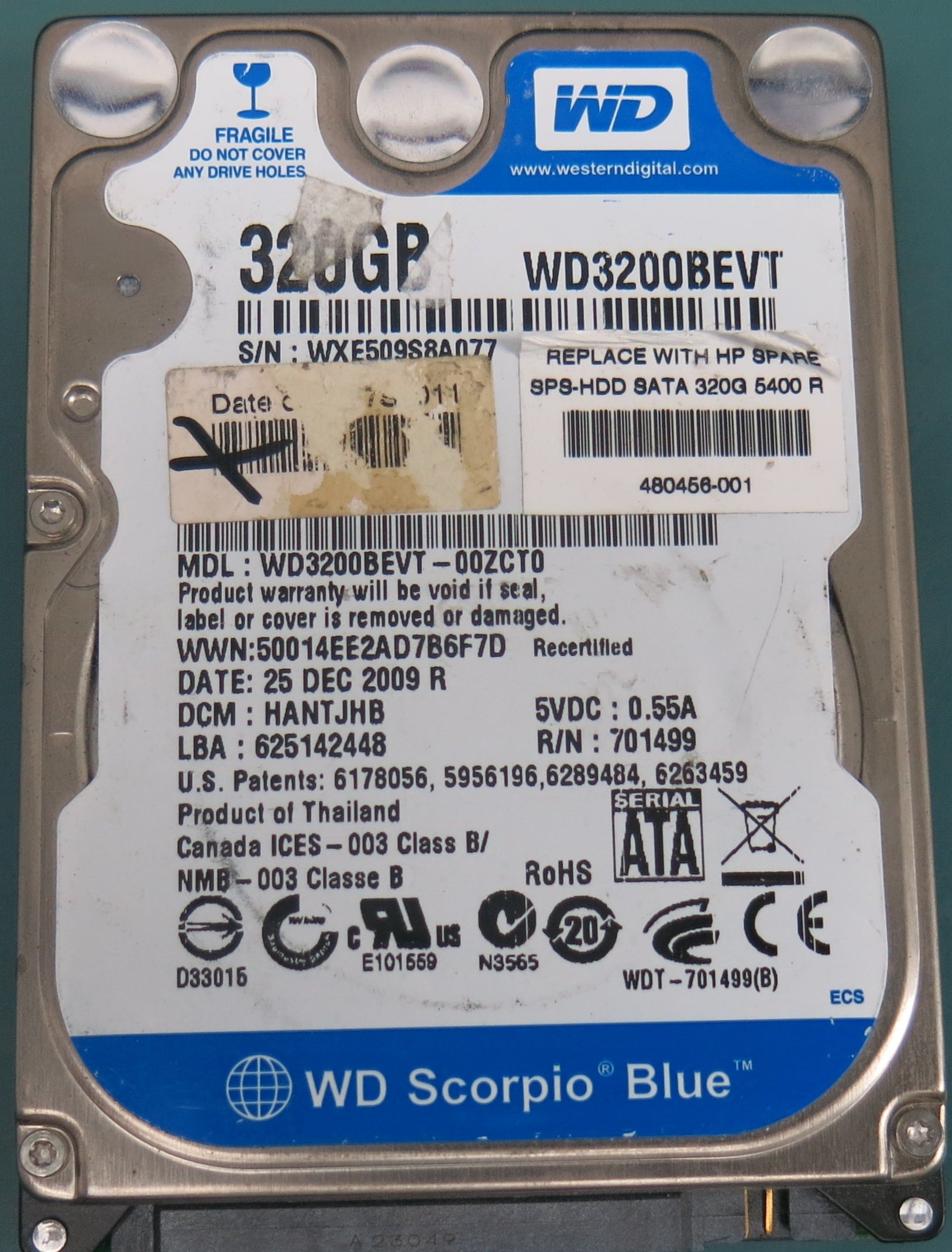 WD3200BEVT-00ZCT0, DCM HANTJHB, 350GB 3.5