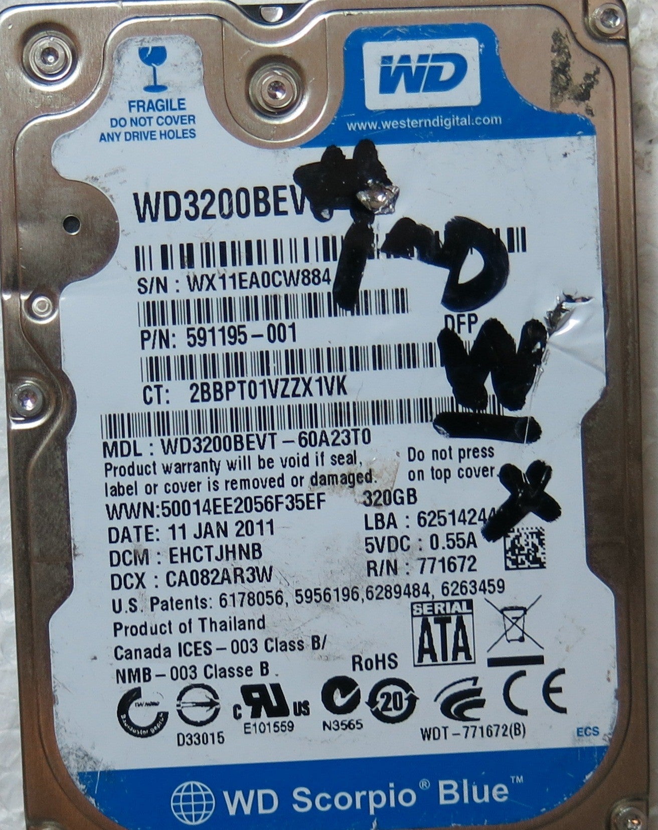 WD3200BEVT-60A23T0 DCM EHCTJHNB 2060-771672-004 REV A PCB