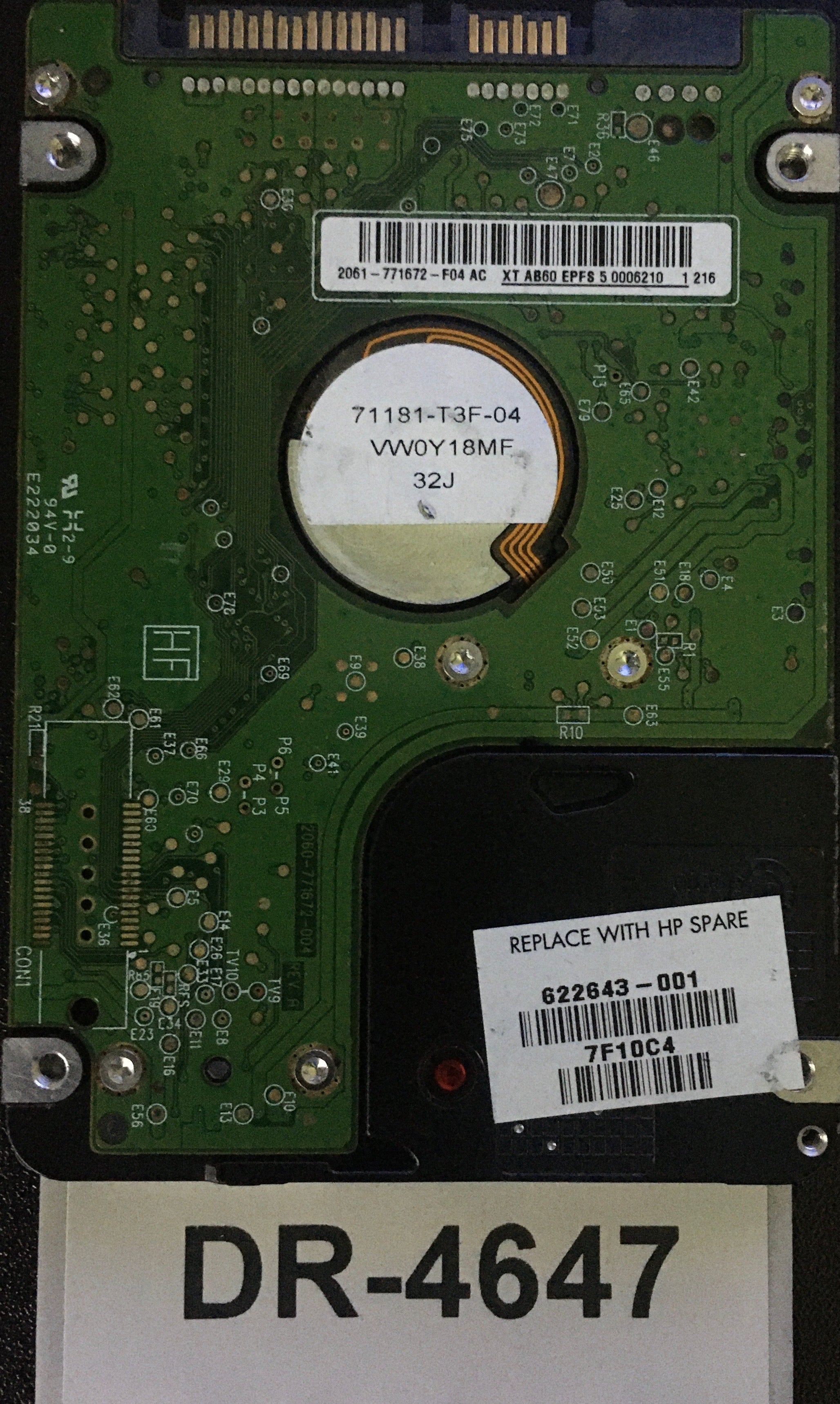 WD3200BEVT,  Serial: WXC1AB0R5009,  320GB 2.5,  PCB:2060-771672-004- REV A,