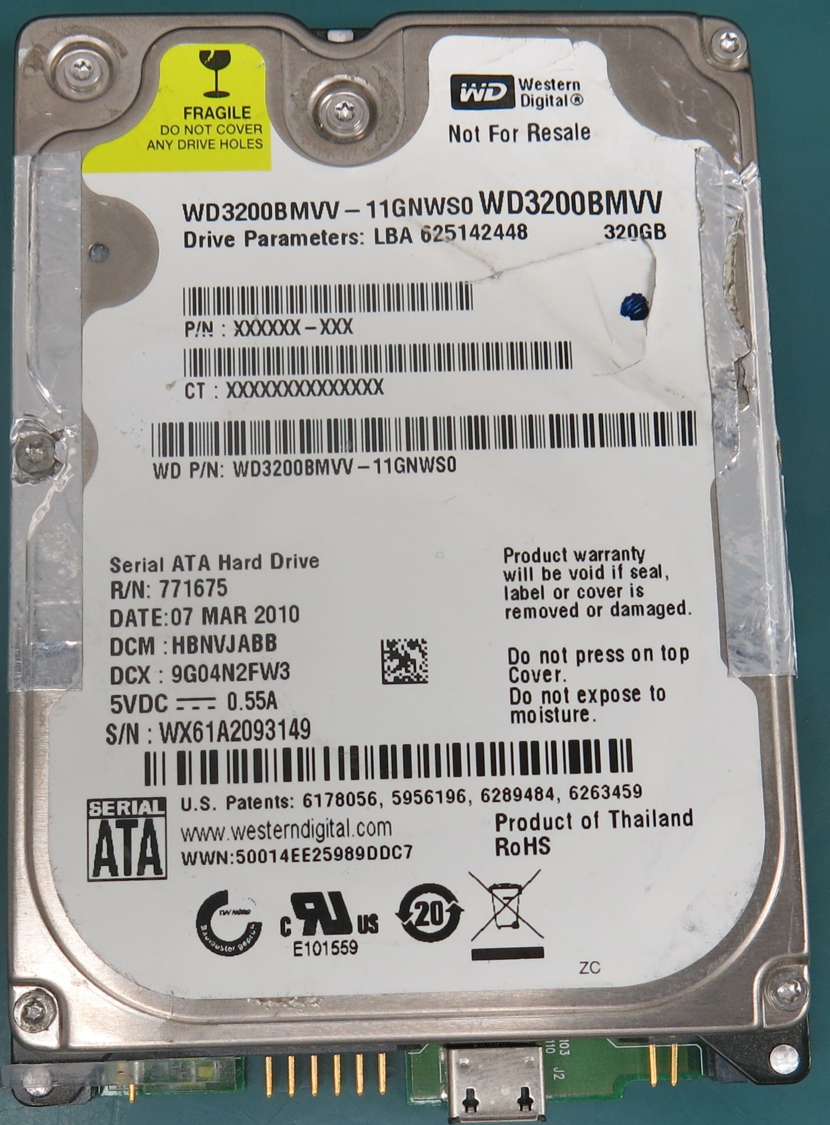 WD3200BMVV-11GNWS0, DCM HBNVJABB, 320GB 2.5