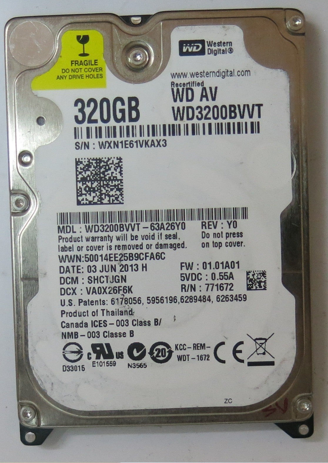 WD3200BVVT-63A26Y0 2060-771672-004 REV A  PCB