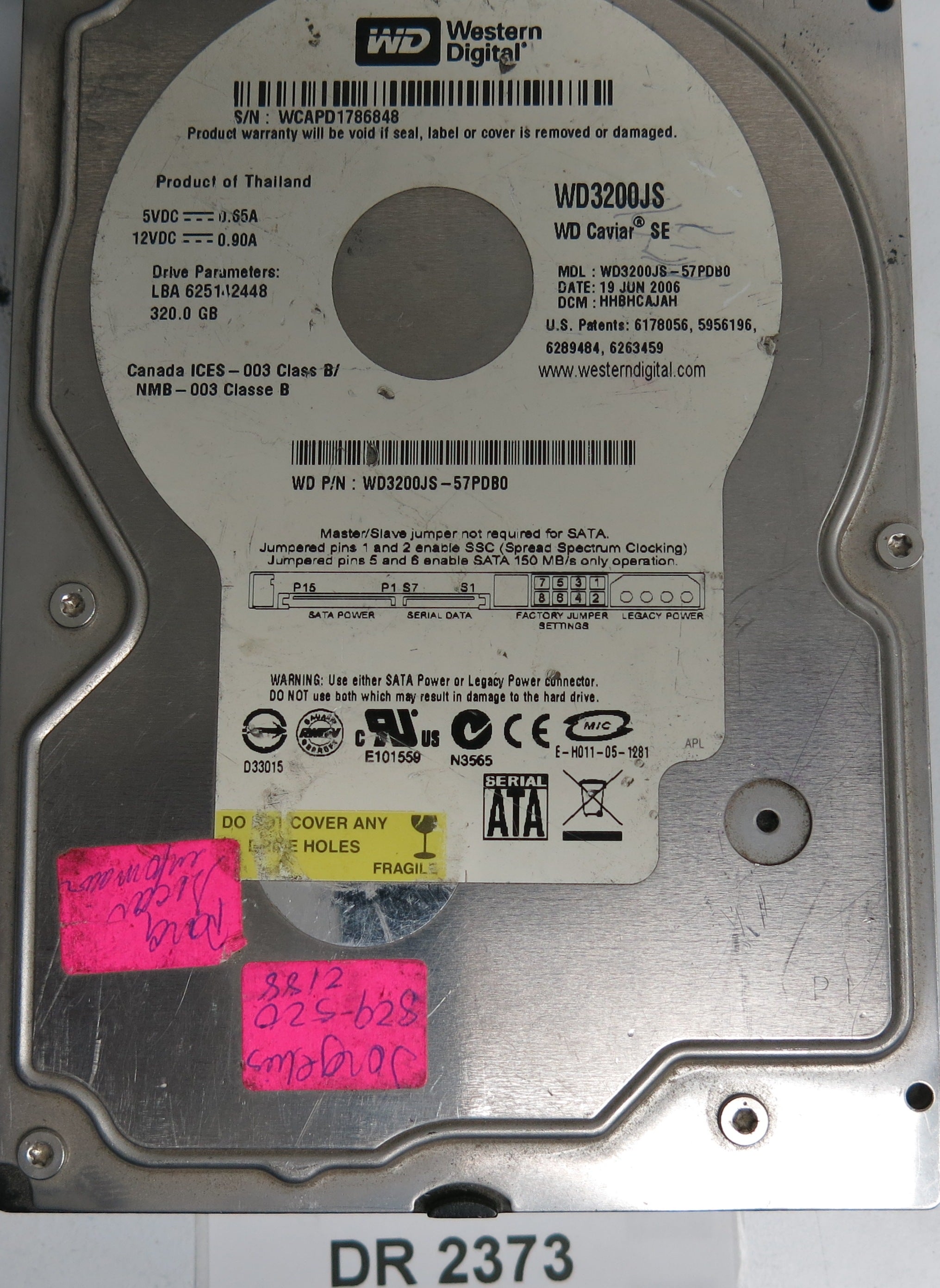 WD3200JS-57PDB0, DCM HHBHCAJAH, 320GB 3.5