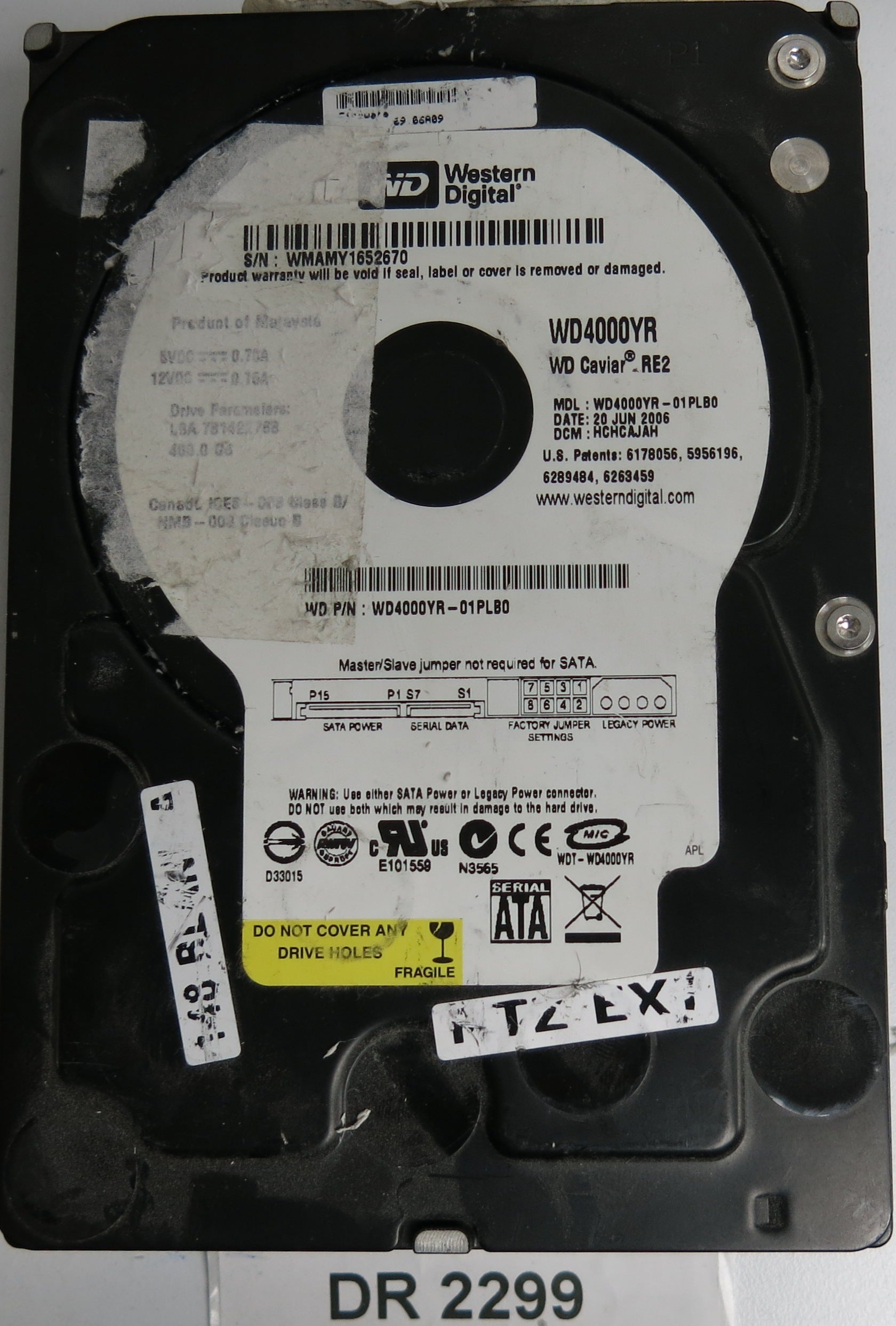 WD4000YR-01PLB0, DCM HCHCAJAH, 400GB 3.5,