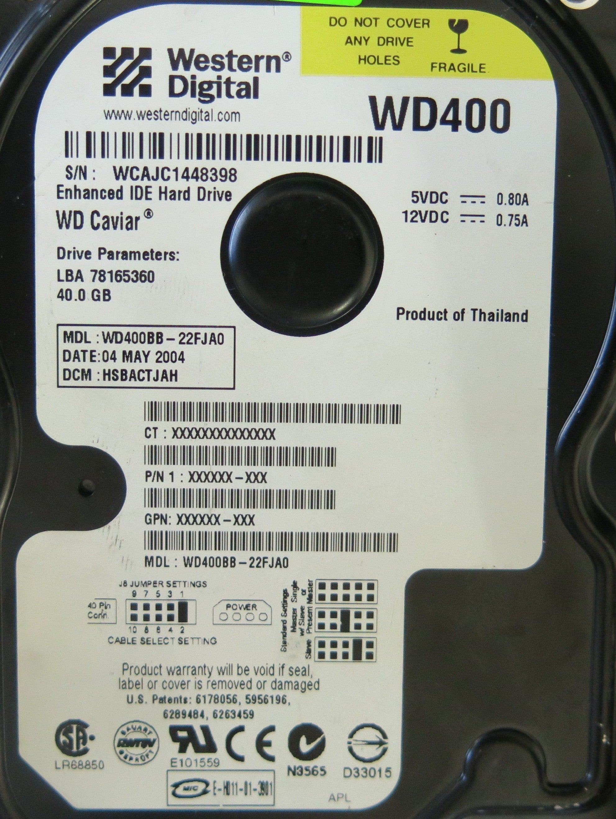 WD400BB-22FJA0 2060 001130-012 REV A PCB