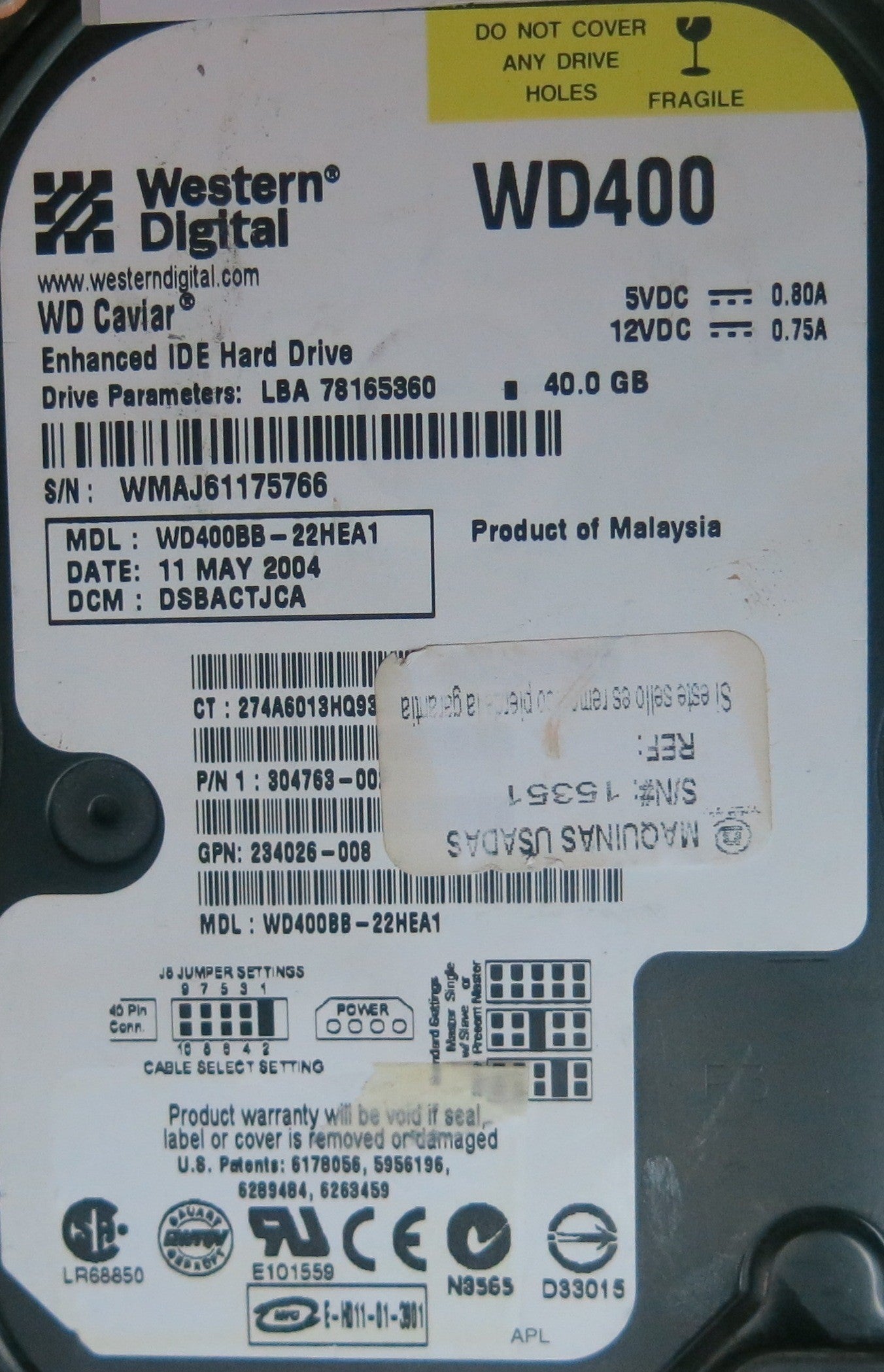 WD400BB-22HEA1, PN , DCM  DSBACTJCA, 2060-001130-012 REV A PCB