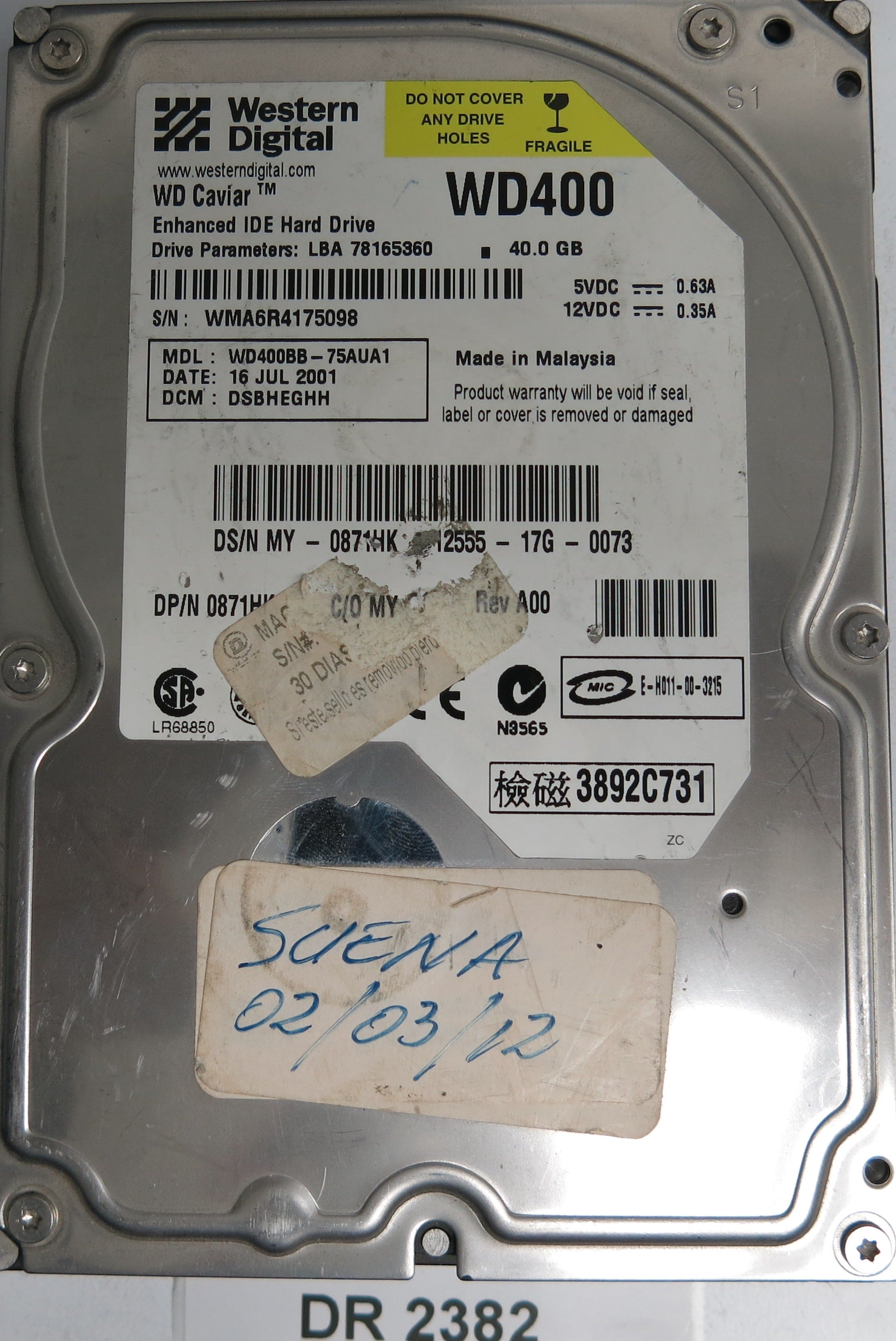 WD400BB-75AUA1, DCM DSBHEGHH,40GB 3.5