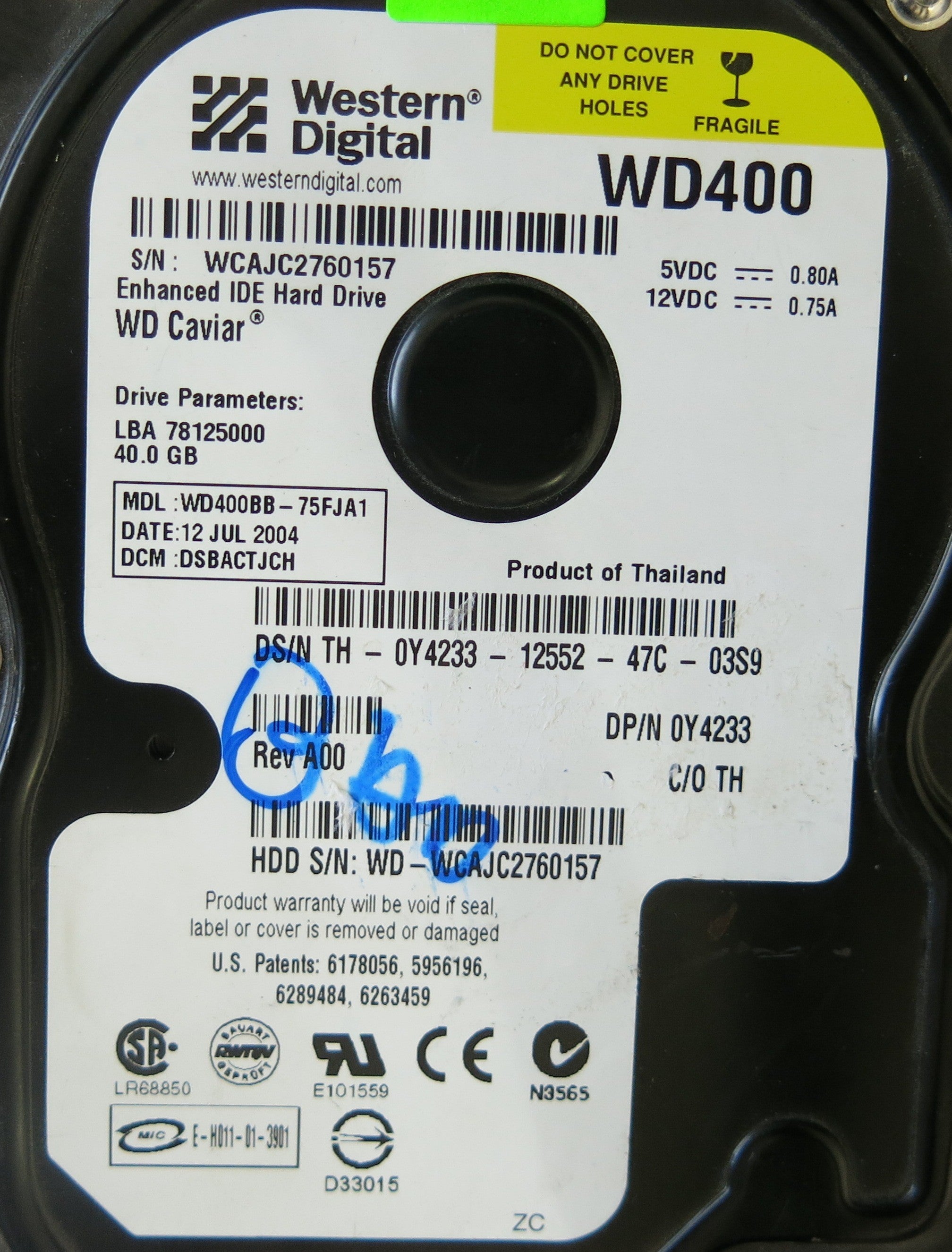 WD400BB-75FJA1 DCM DSBACTJCH 2060 001130-012 REV A PCB