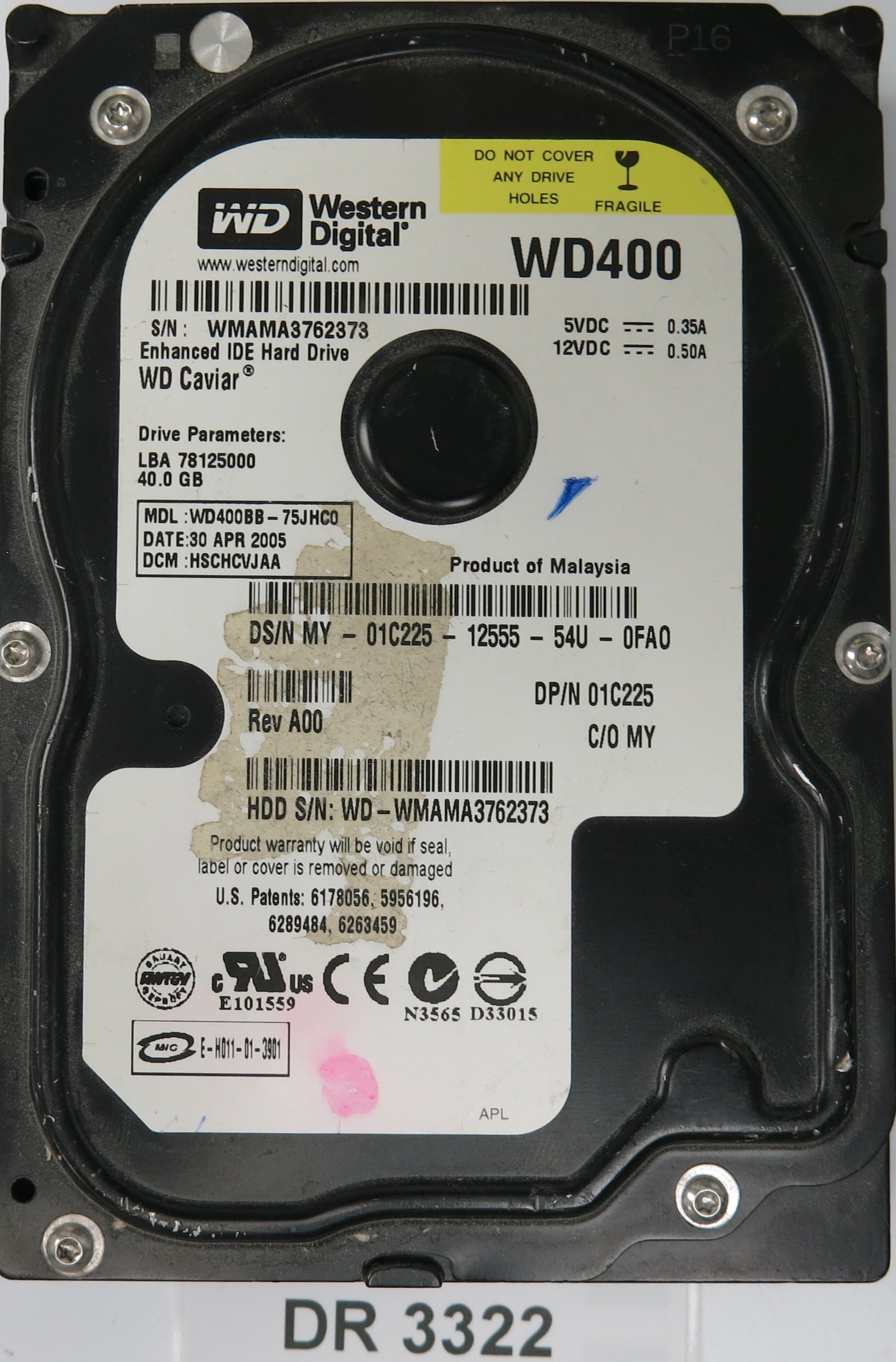 WD400BB-75JHC0, DCM: HSCHVJAA, 40GB 3.5, PCB 2060-701292-000 REV A,