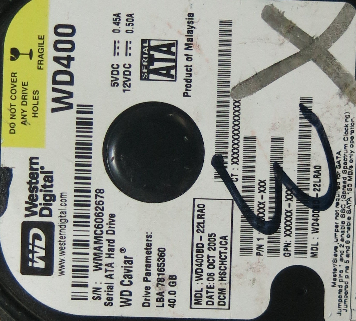 WD400BD-22LRA0 2060-701335-003 REV B PCB