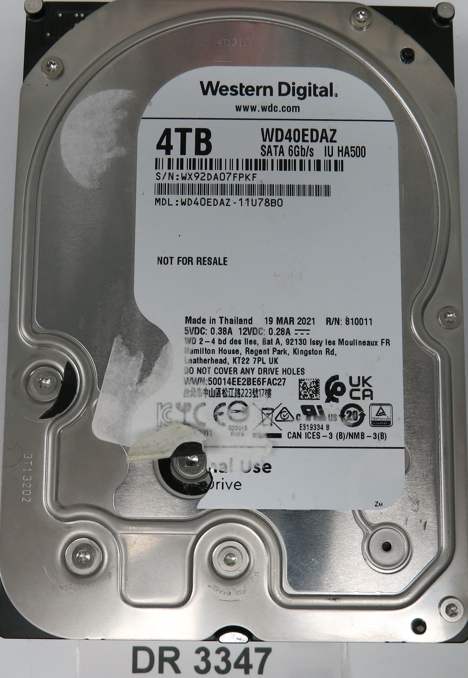 WD40EDAZ-11U78B0, 4TB 3.5, PCB 2060-810011-001 REV P1