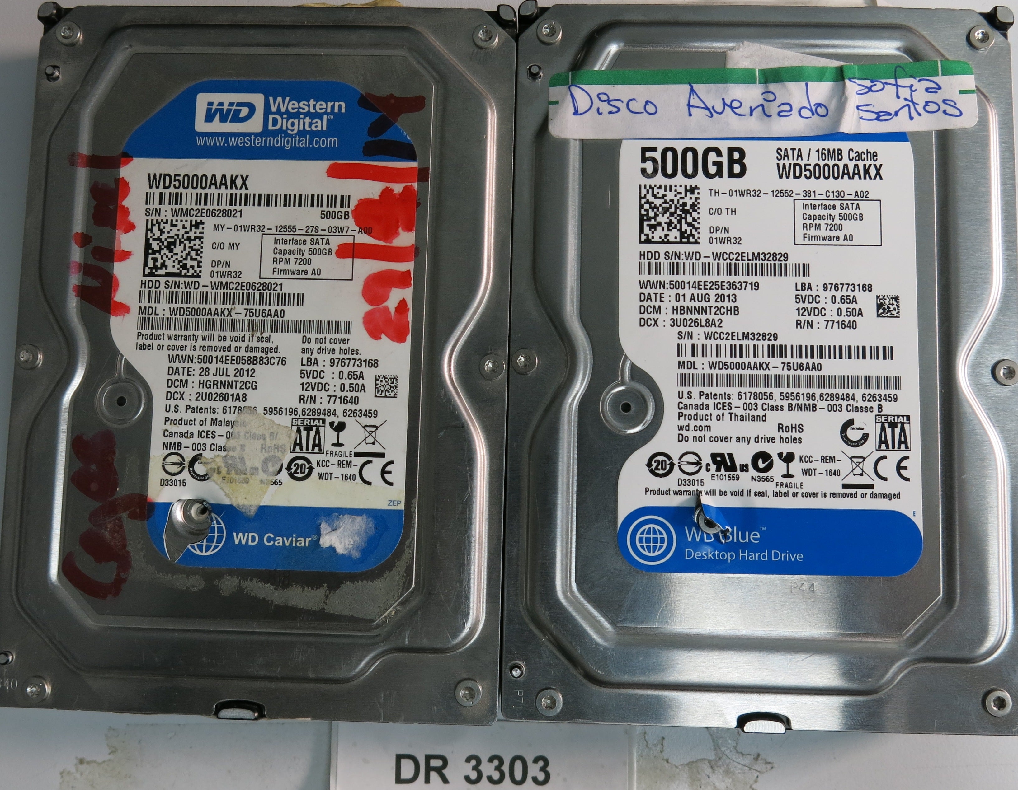WD5000AAKX-75U6AA0, DCM: HBNNNT2CHB, 500GB 3.5, PCB 2060-771640-003 REV A