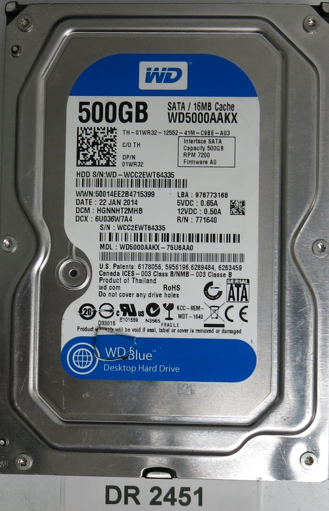 WD5000AAKX-75U6AA0, DCM HGNNHT2MHB, DCM HGNNHT2MHB, PCB 2060-771640-003 REV A