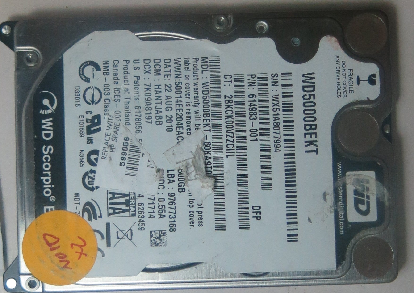 WD5000BEKT-60KA9T0 DCM HANTJABB 2060-771714-002 REV P1 PCB