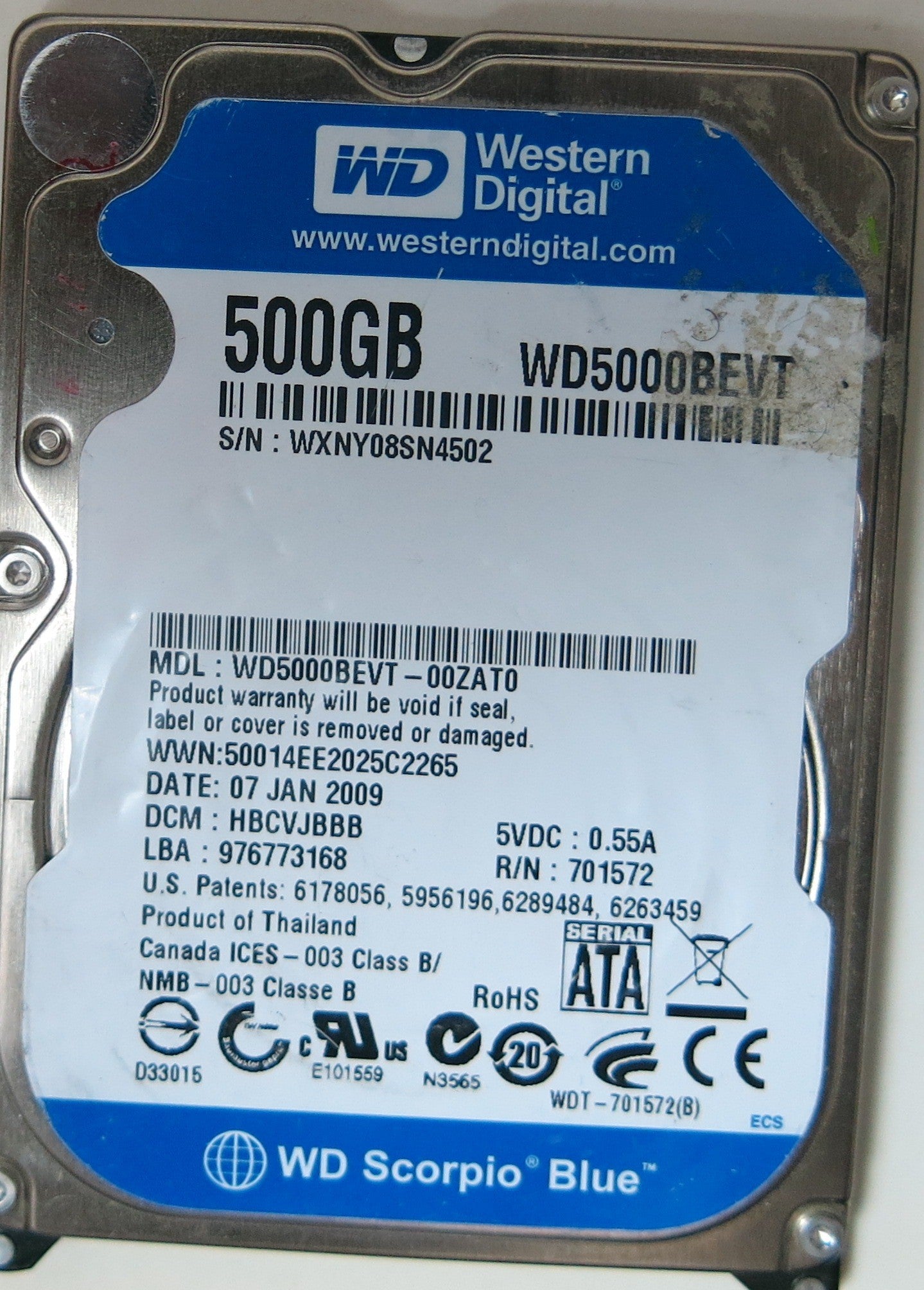 WD5000BEVT-00ZAT0, PN , DCM  HBCVJBBB, 2060-771692-005 REV A PCB