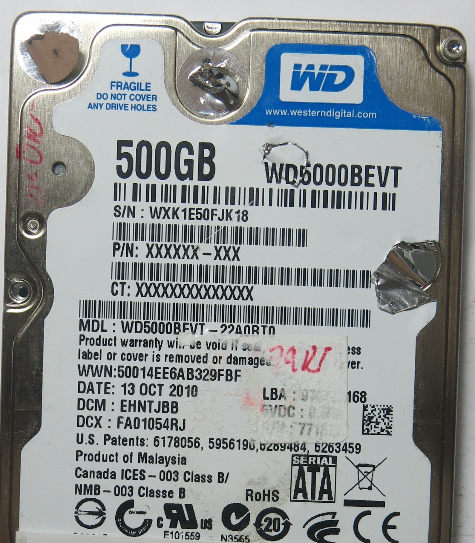 WD5000BEVT-22A0RT0 DCM EHNTJBB 2060-771672-004 REV A PCB