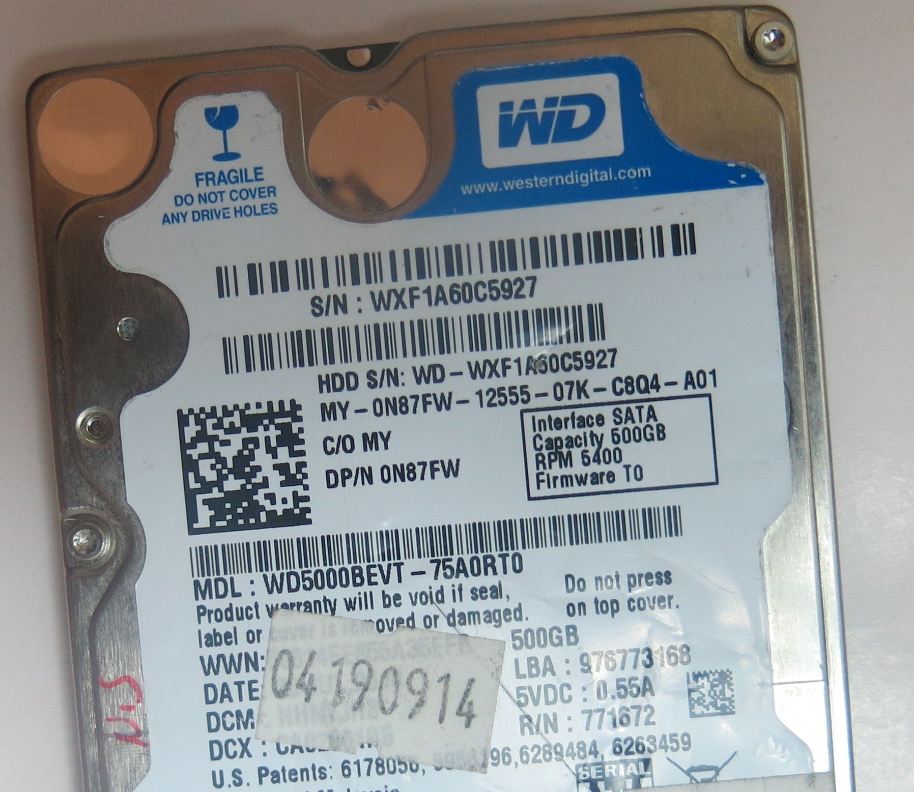 WD5000BEVT-75A0RT0 DCM, 2060-771672-004 REV A PCB
