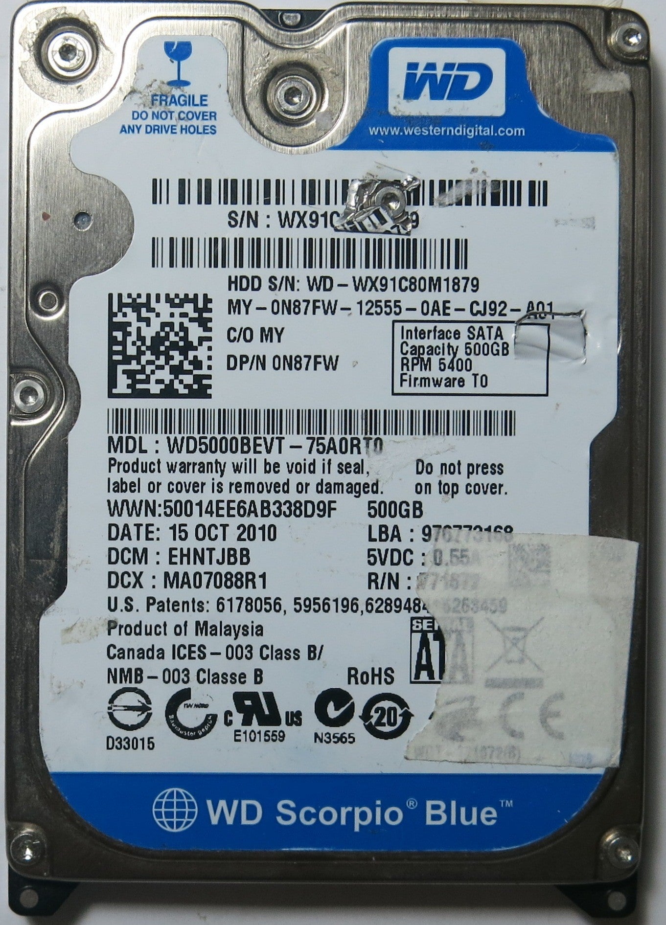 WD5000BEVT-75A0RT0 DCM EHNTJBB 2060-771672-004 REV A PCB