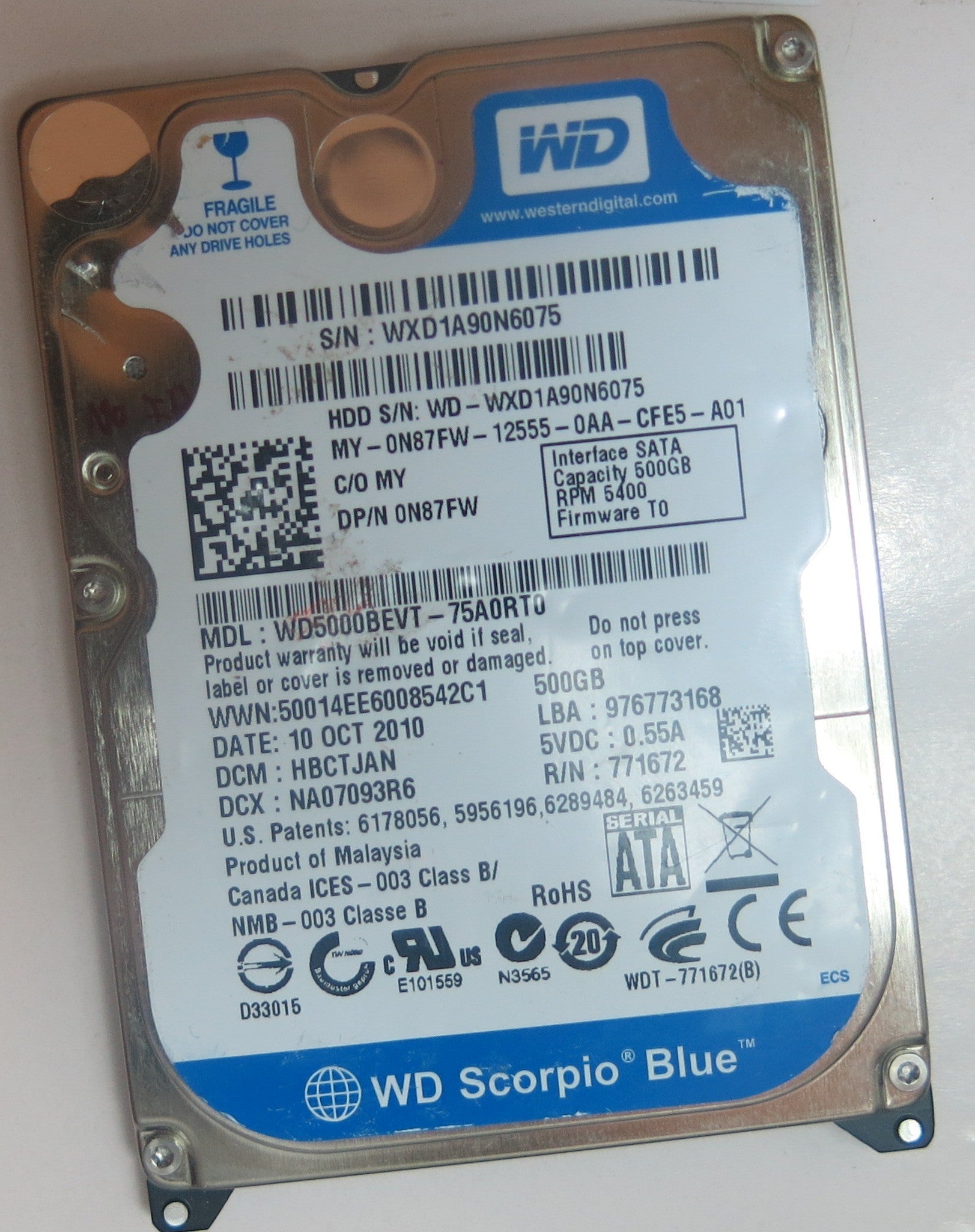 WD5000BEVT-75A0RT0 DCM HBCTJAN 2060-771672-004 REV A PCB