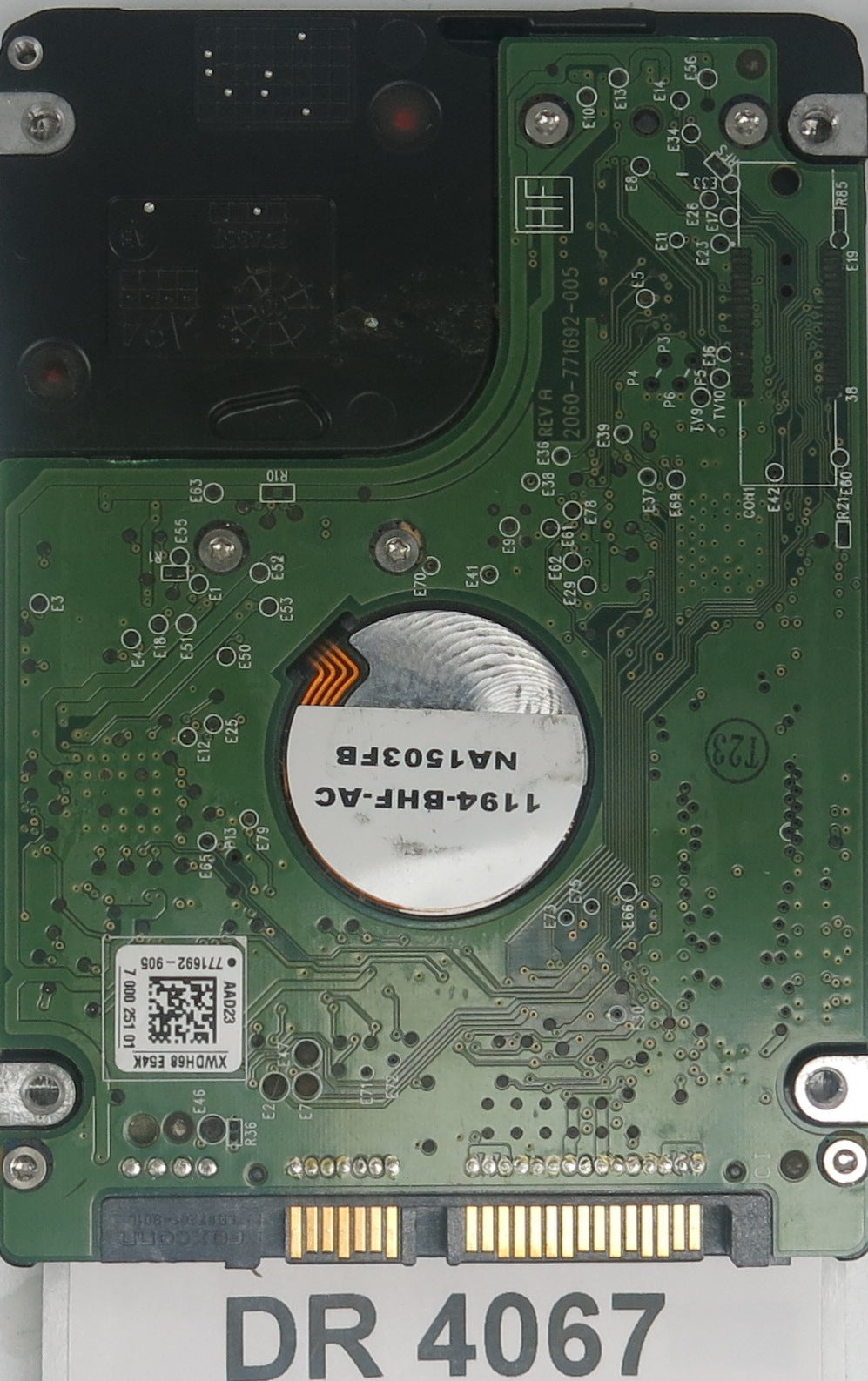 WD5000BPVT-75HXT1,  DCM: EV0TJVB,  Serial Number: WX71E31ED332,  500GB 3.5,  PCB 2060-771692-005 REV A