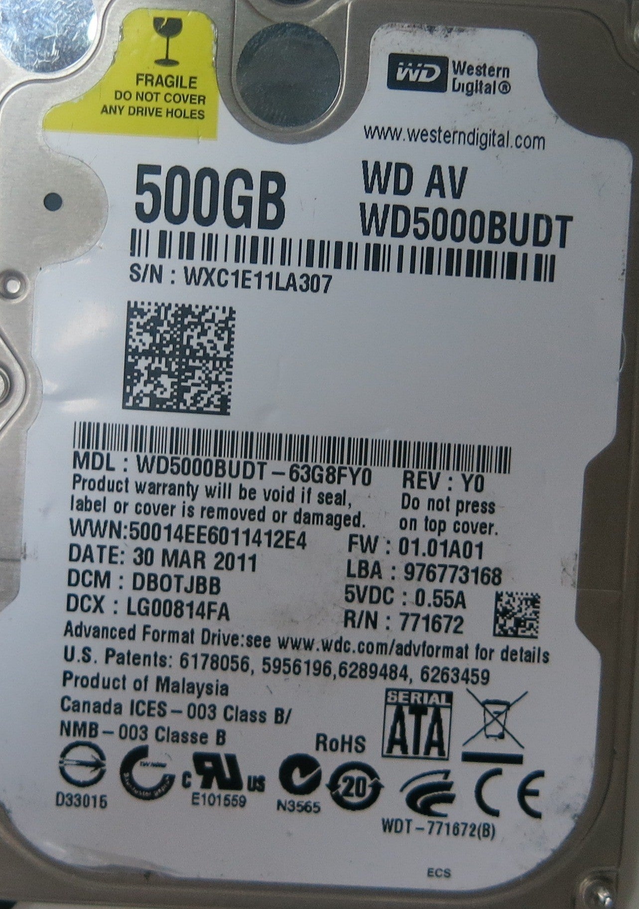 WD5000BUDT-63G8FY0 , DCM  DBOTJBB, 2060-771672-004 REV A PCB