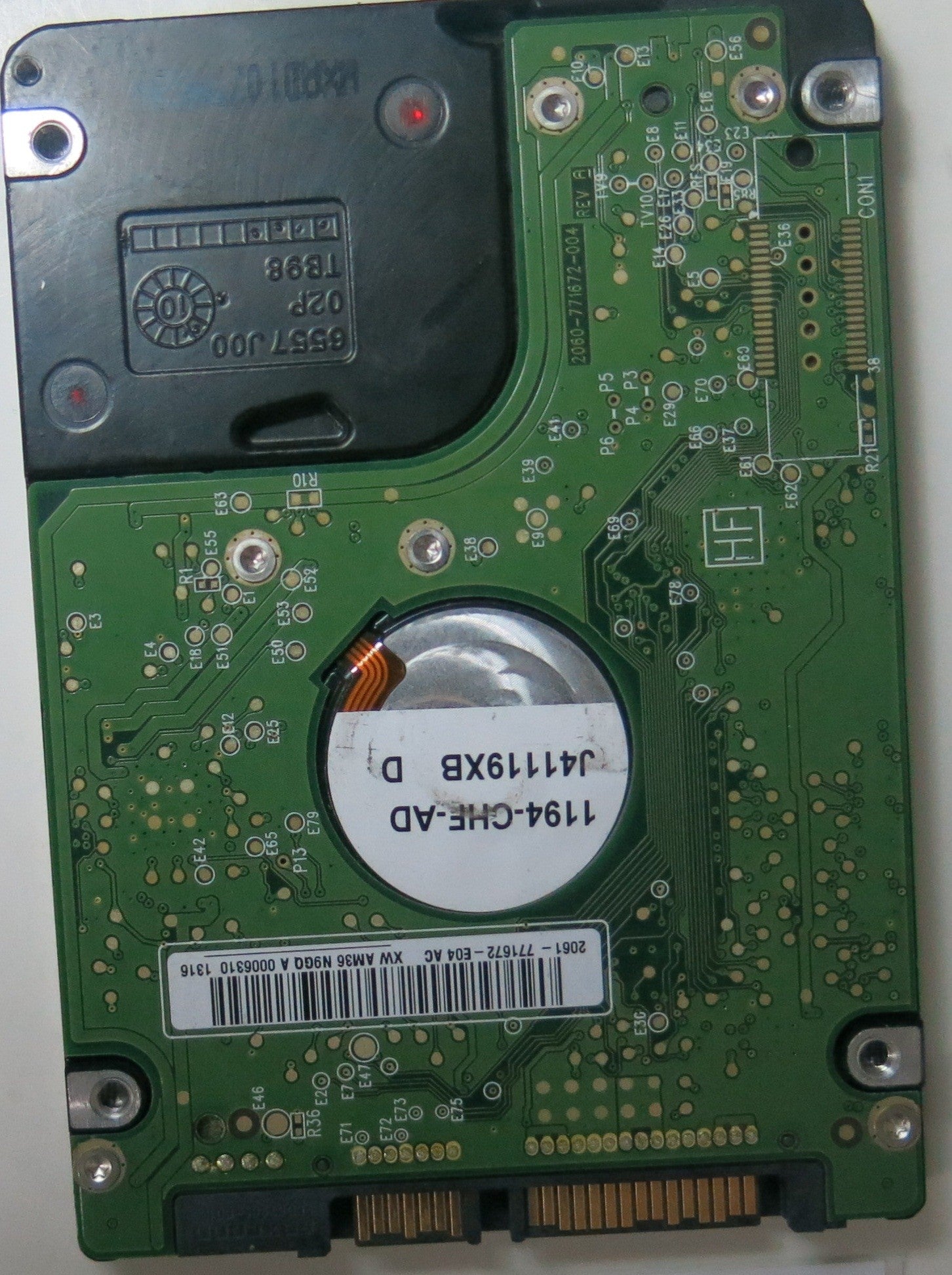 WD5000BUDT-63G8FY0, PCB: 2060-771672-004 REV A, SERIAL NUMBER: WXG1EC0YKH53, FW DHOT2HN, 500GB