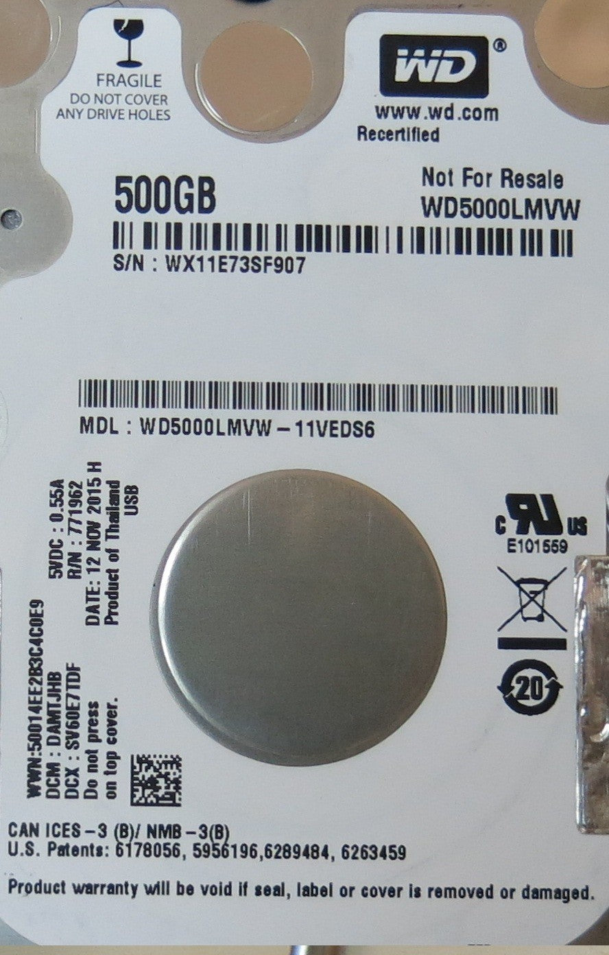 WD5000LMVW-11VEDS6  2060-771962-000 REV P1  PCB
