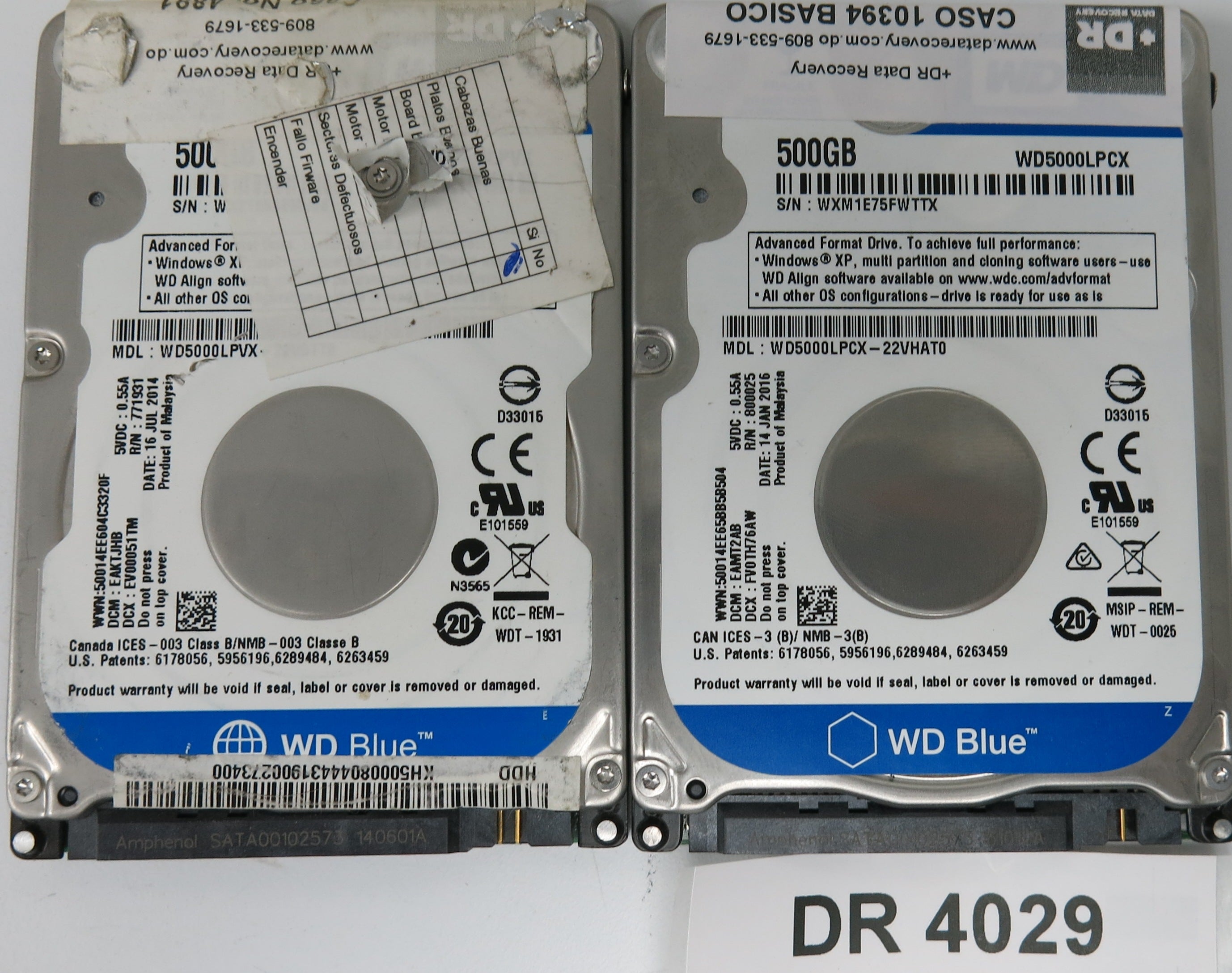 WD5000LPCX-22VHAT0, DCM: EAMT2AB, Serial Number: WXM1E75FWTTX, 500GB 2.5, PCB 2060-800025-001 REV P2